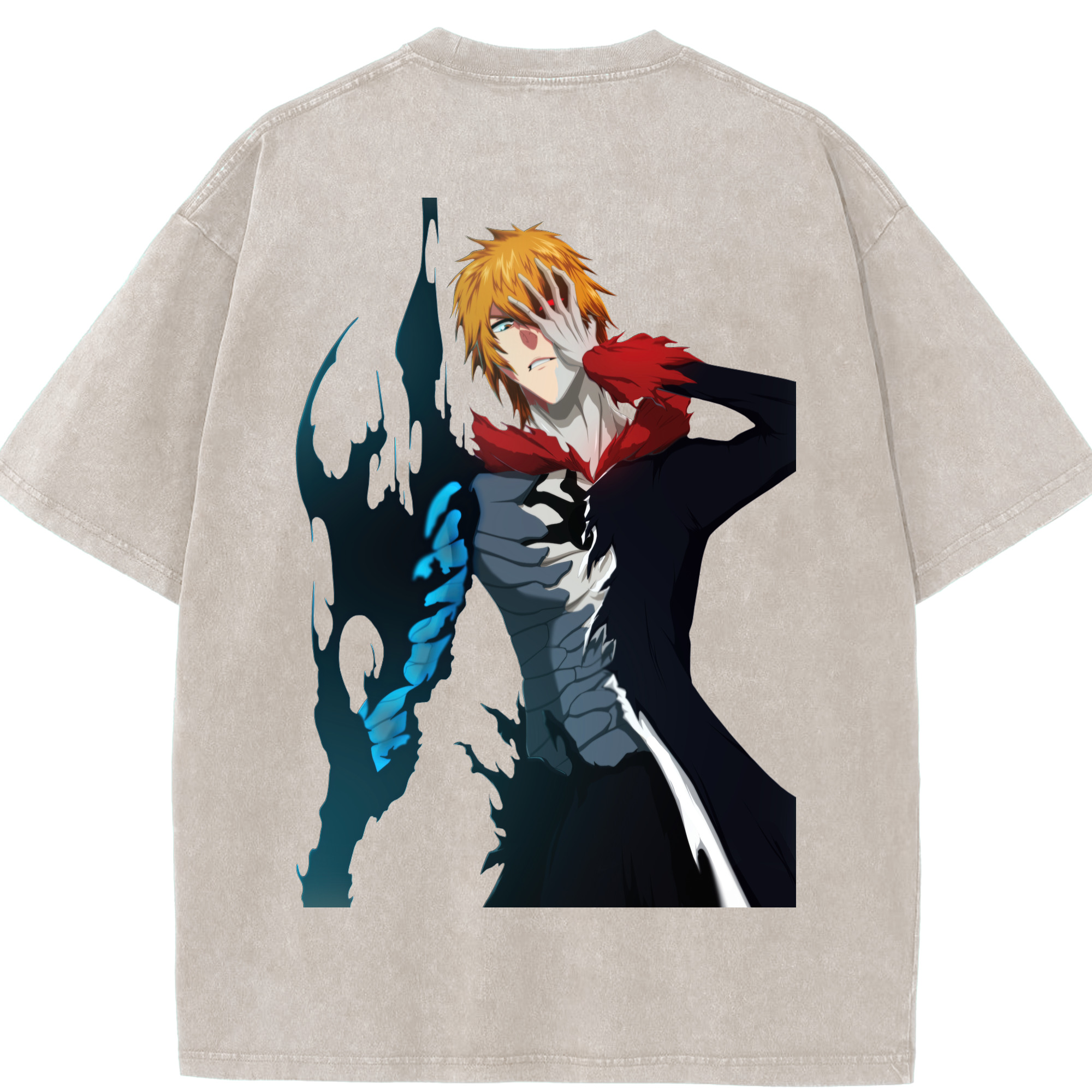 （画像用） ブリーチ 黒崎一護（くろさき いちご）BLEACH Kurosaki Ichigo 綿100% ヴィンテージ風 半袖Tシャツ（背面プリント）