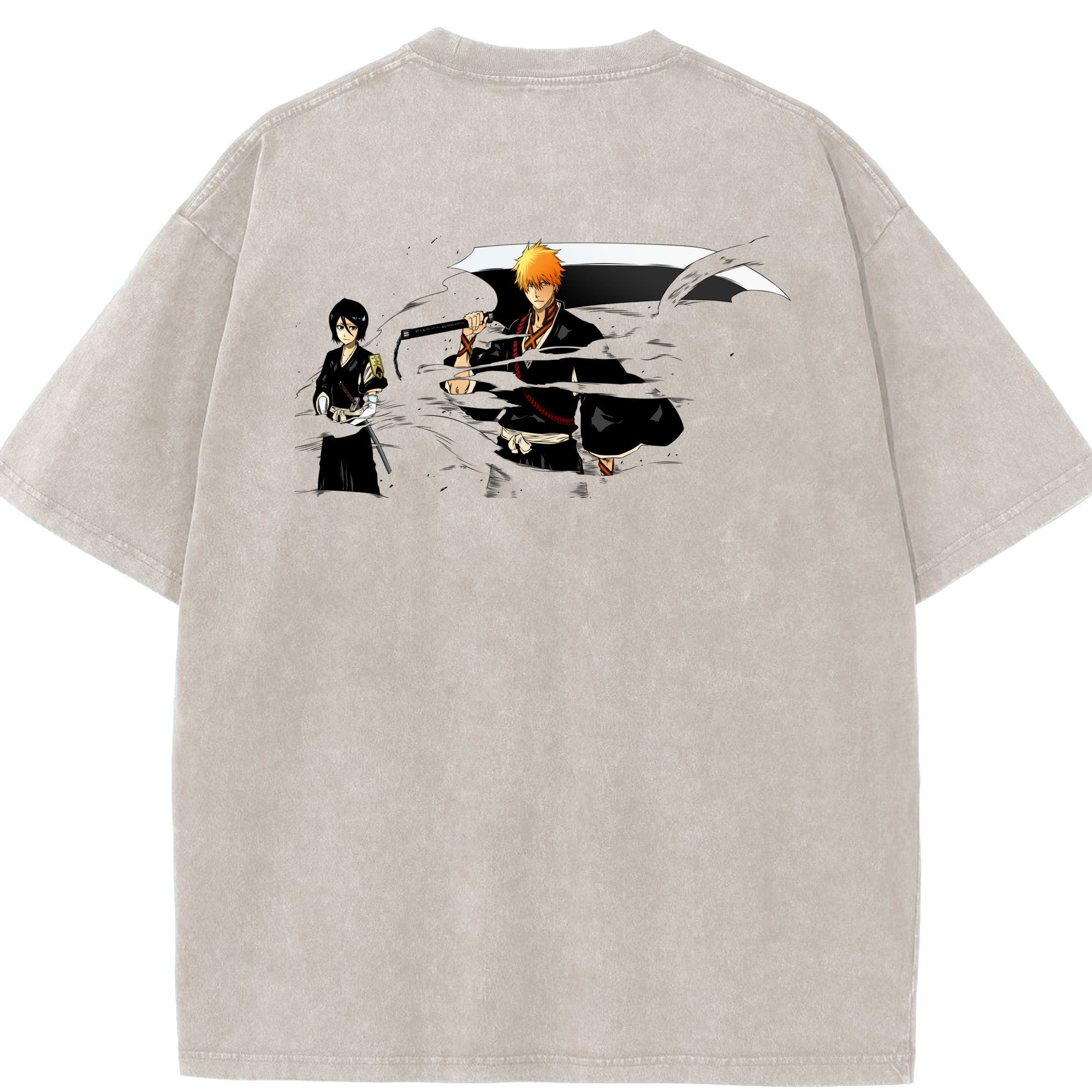 （画像用） ブリーチ 黒崎一護（くろさき いちご）BLEACH Kurosaki Ichigo 綿100% ヴィンテージ風 半袖Tシャツ（背面プリント）