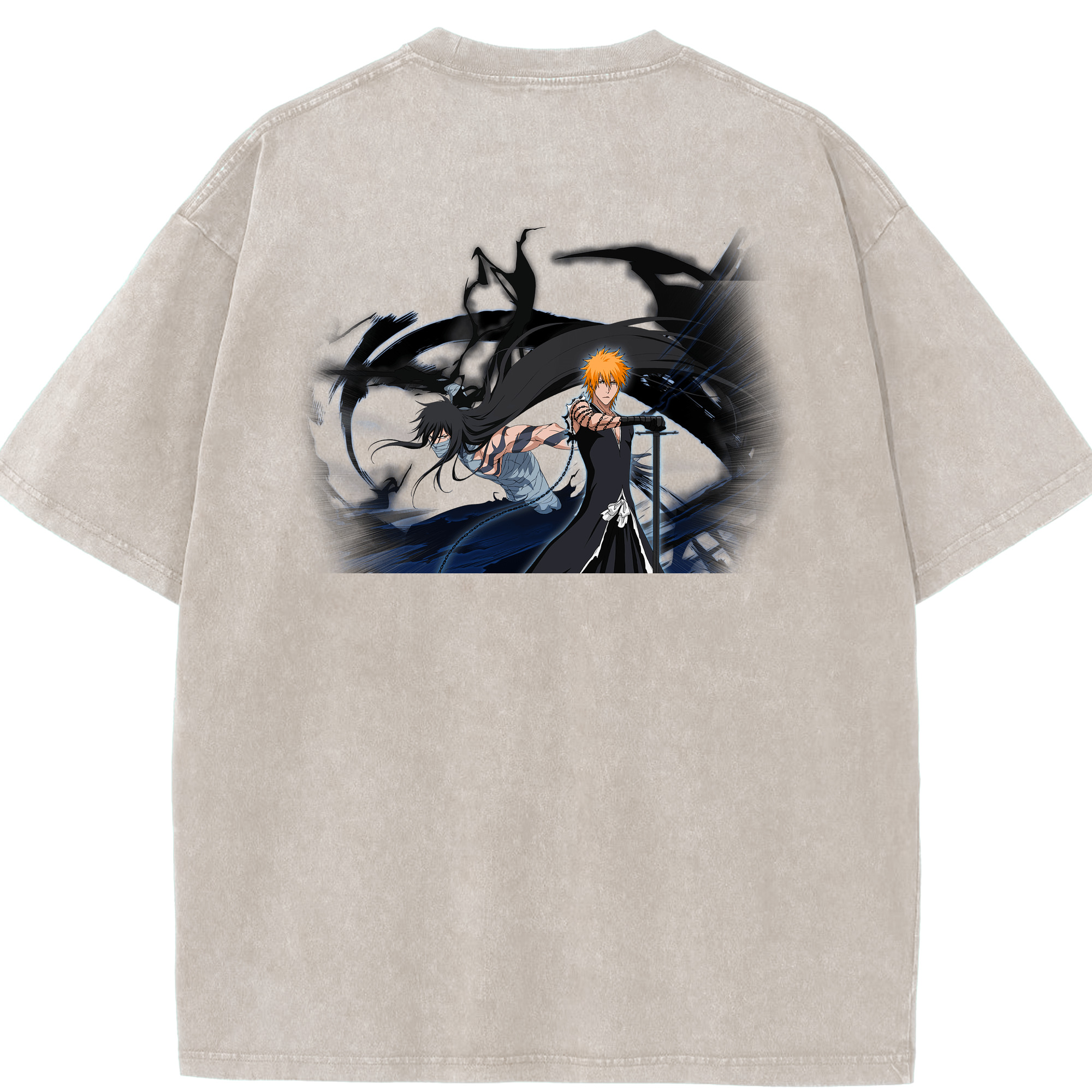 （画像用） ブリーチ 黒崎一護（くろさき いちご）BLEACH Kurosaki Ichigo 綿100% ヴィンテージ風 半袖Tシャツ（背面プリント）