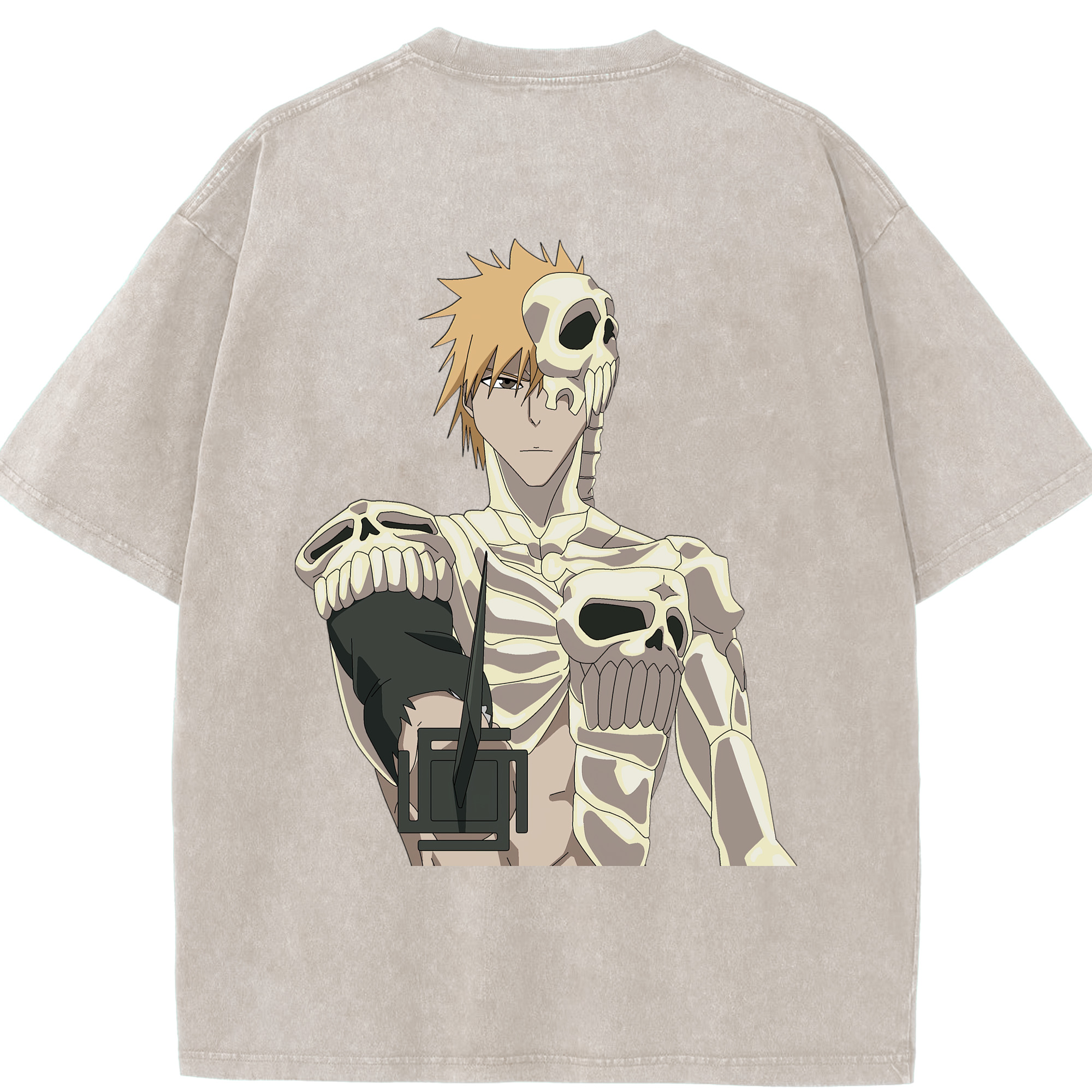 （画像用） ブリーチ 黒崎一護（くろさき いちご）BLEACH Kurosaki Ichigo 綿100% ヴィンテージ風 半袖Tシャツ（背面プリント）