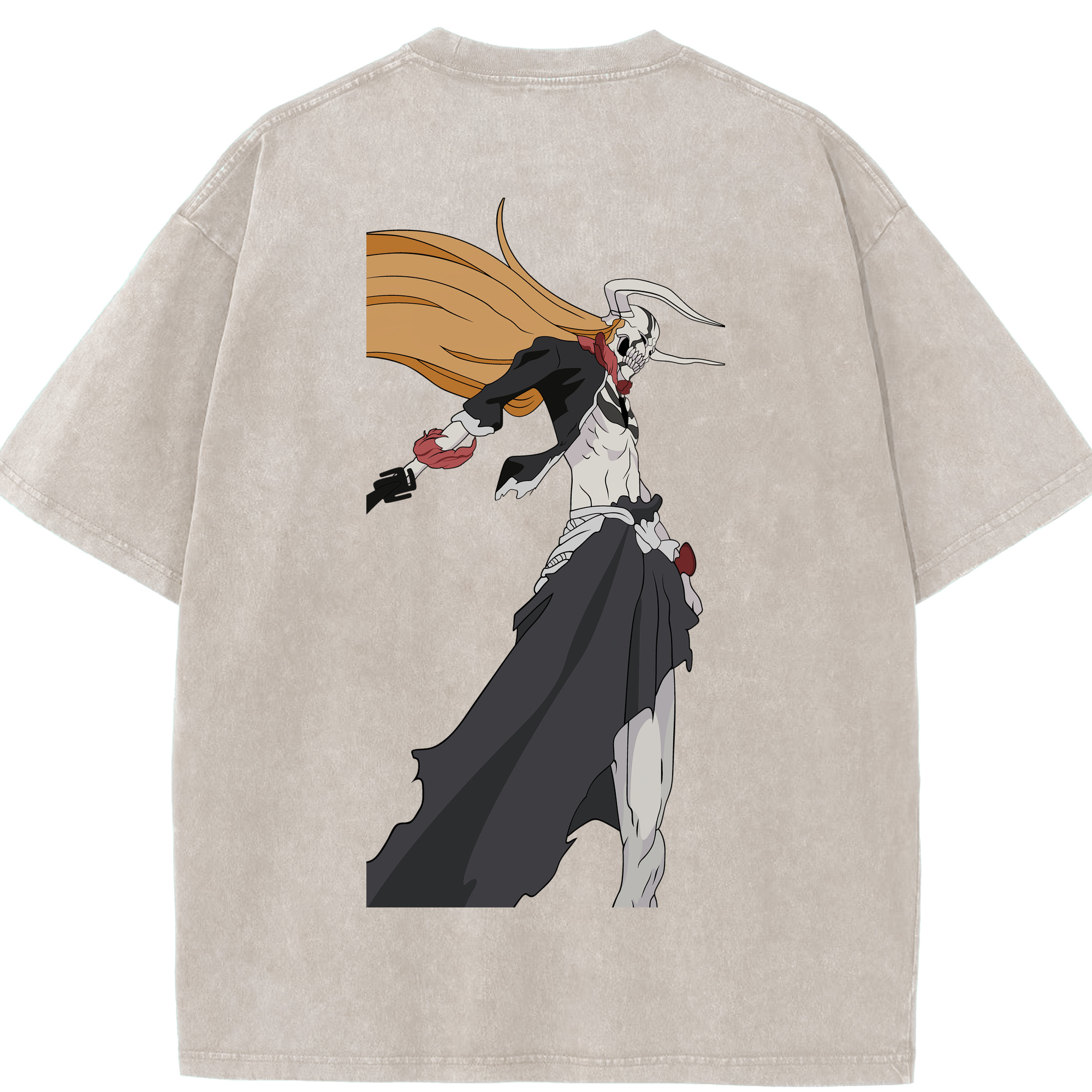 （画像用） ブリーチ 黒崎一護（くろさき いちご）BLEACH Kurosaki Ichigo 綿100% ヴィンテージ風 半袖Tシャツ（背面プリント）