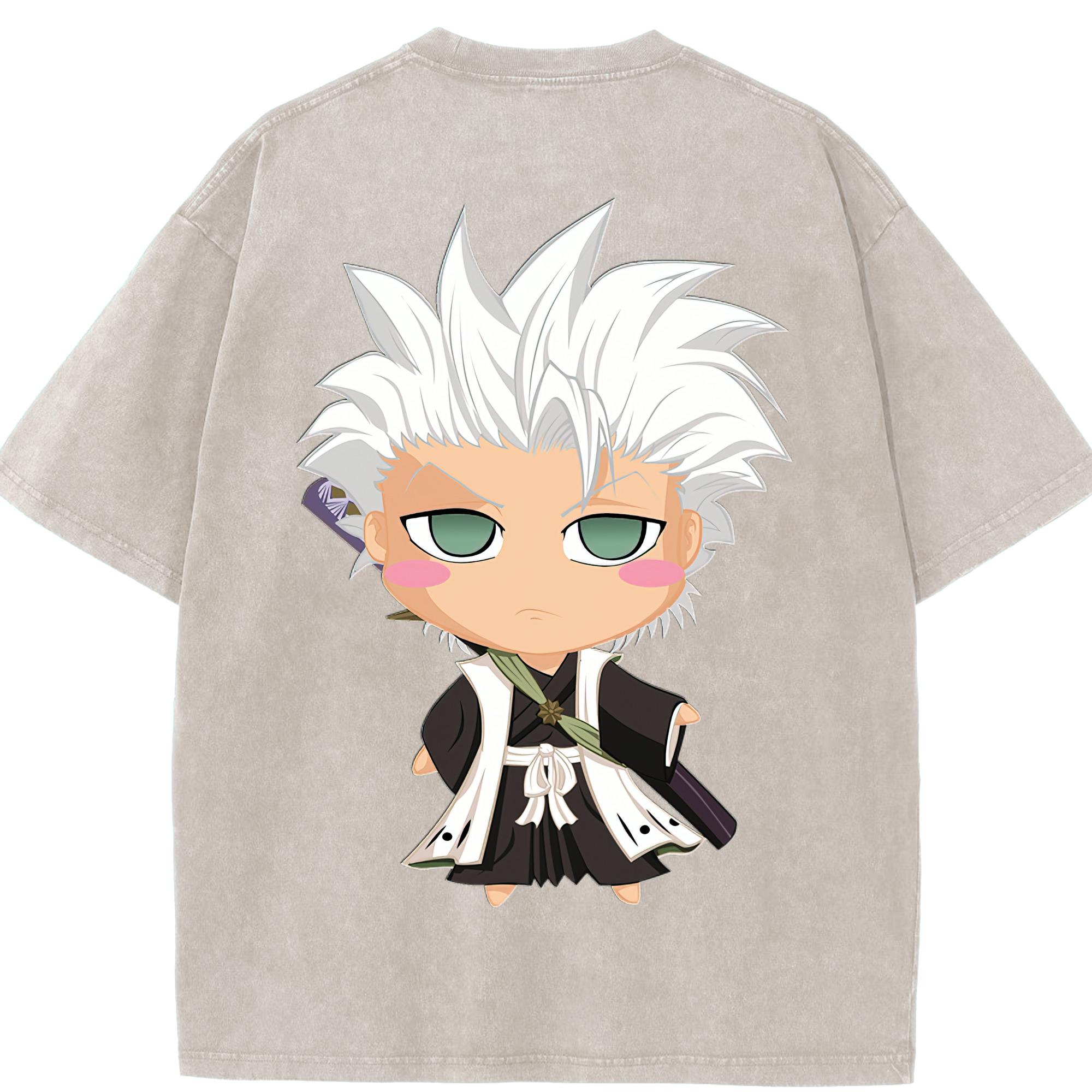 （画像用） ブリーチ 日番谷冬獅郎（ひつがや とうしろう） BLEACH Hitsugaya Toushirou 綿100% ヴィンテージ風 半袖Tシャツ（背面プリント）