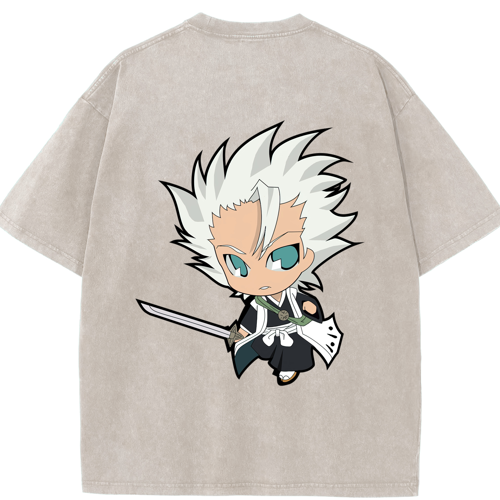 （画像用） ブリーチ 日番谷冬獅郎（ひつがや とうしろう） BLEACH Hitsugaya Toushirou 綿100% ヴィンテージ風 半袖Tシャツ（背面プリント）