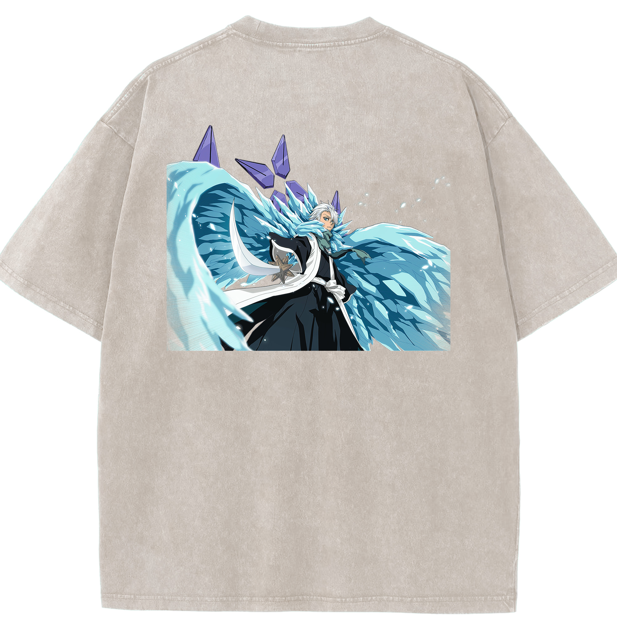 （画像用） ブリーチ 日番谷冬獅郎（ひつがや とうしろう） BLEACH Hitsugaya Toushirou 綿100% ヴィンテージ風 半袖Tシャツ（背面プリント）