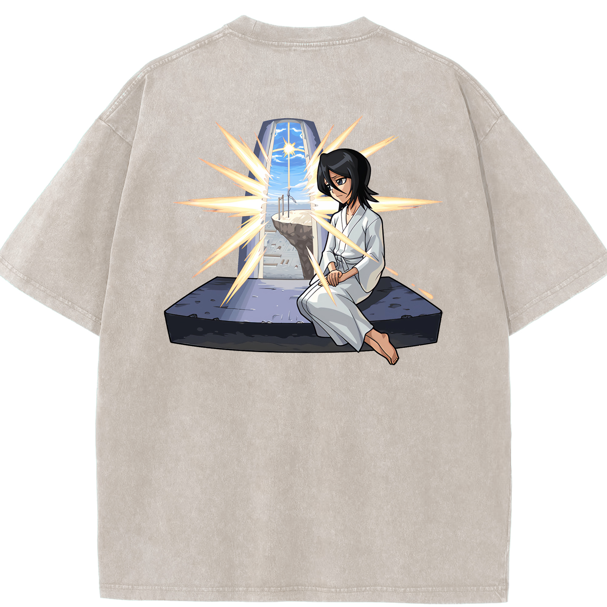 （画像用） ブリーチ 朽木ルキア BLEACH Kuchiki Rukia 綿100% ヴィンテージ風 半袖Tシャツ（背面プリント）