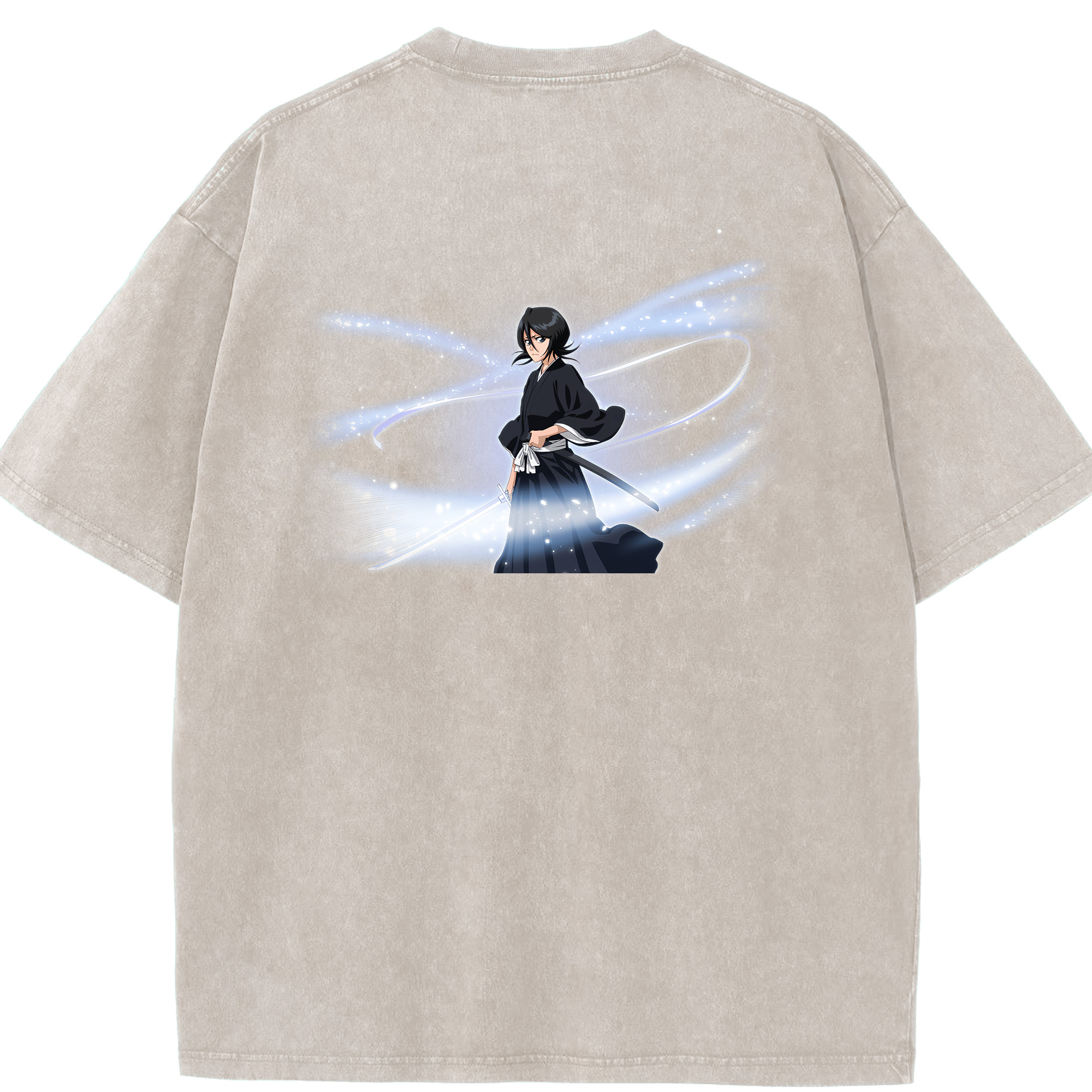 （画像用） ブリーチ 朽木ルキア BLEACH Kuchiki Rukia 綿100% ヴィンテージ風 半袖Tシャツ（背面プリント）