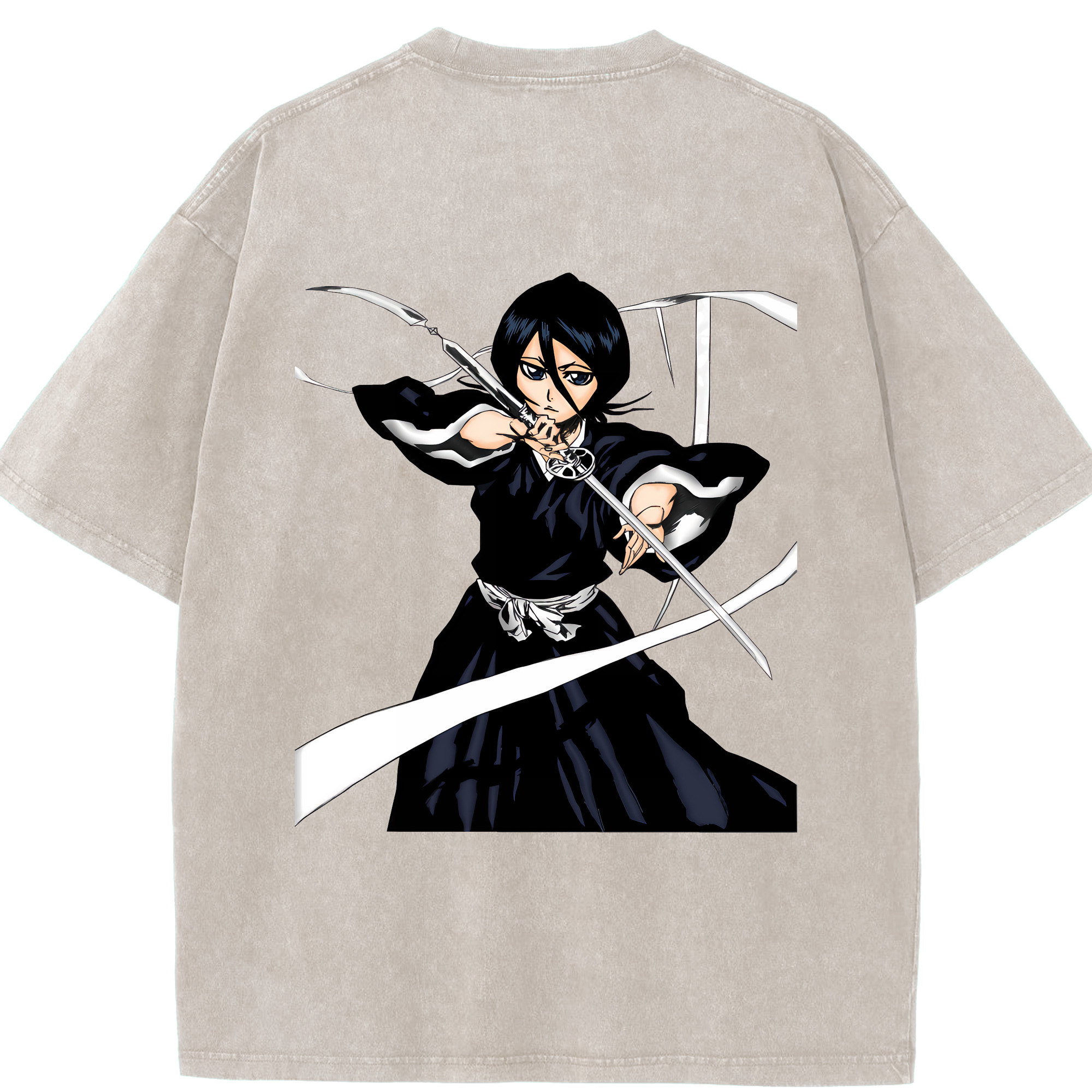 （画像用） ブリーチ 朽木ルキア BLEACH Kuchiki Rukia 綿100% ヴィンテージ風 半袖Tシャツ（背面プリント）