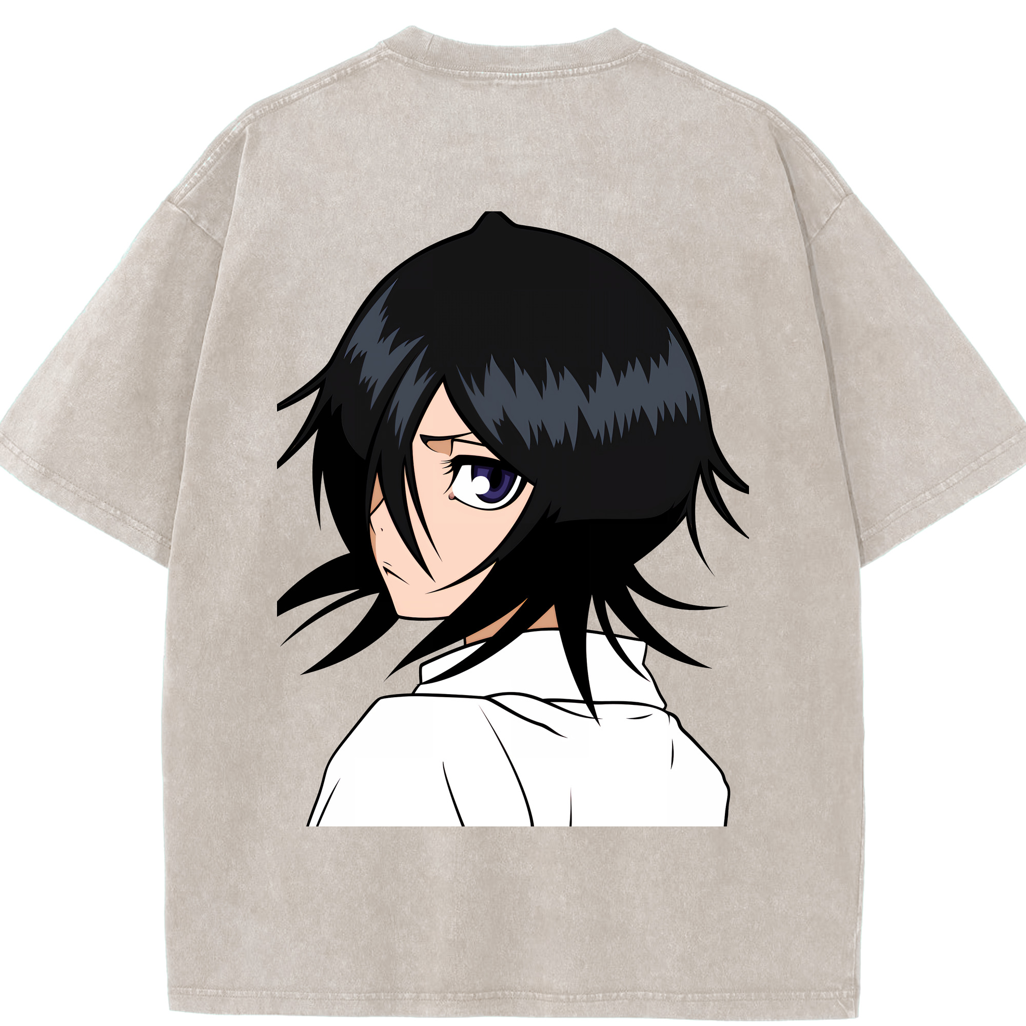（画像用） ブリーチ 朽木ルキア BLEACH Kuchiki Rukia 綿100% ヴィンテージ風 半袖Tシャツ（背面プリント）