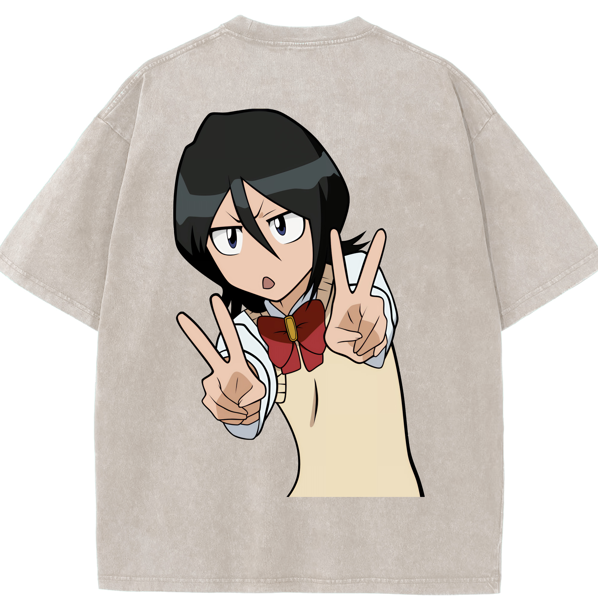 （画像用） ブリーチ 朽木ルキア BLEACH Kuchiki Rukia 綿100% ヴィンテージ風 半袖Tシャツ（背面プリント）