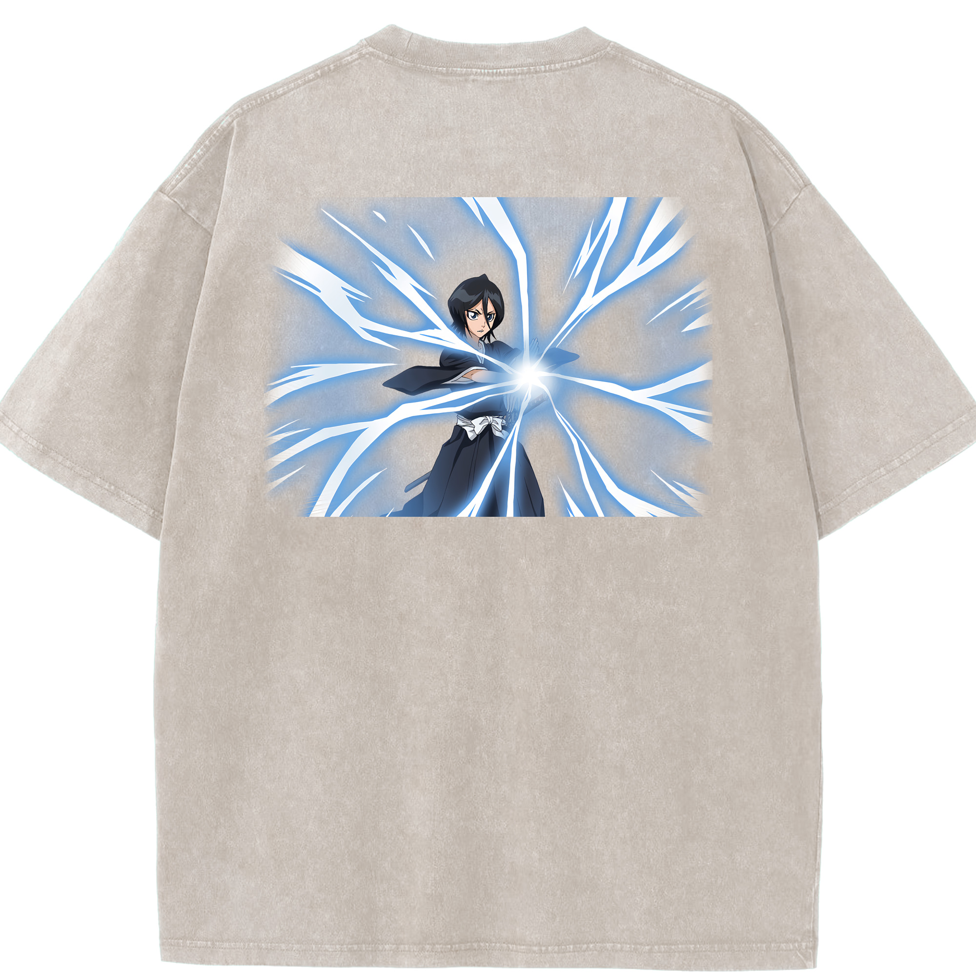 （画像用） ブリーチ 朽木ルキア BLEACH Kuchiki Rukia 綿100% ヴィンテージ風 半袖Tシャツ（背面プリント）
