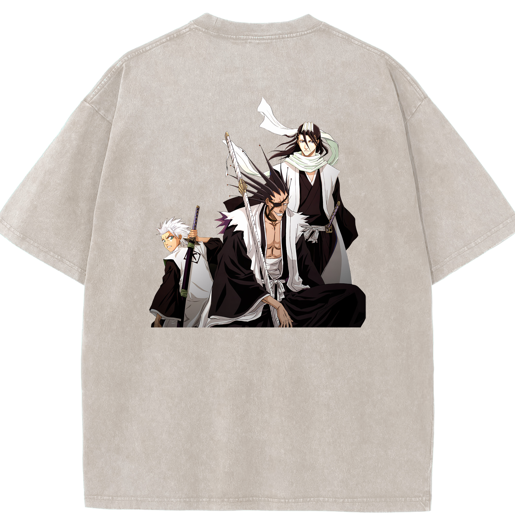（画像用） ブリーチ ざらき けんぱち BLEACH Zaraki Kenpachi 綿100% ヴィンテージ風 半袖Tシャツ（背面プリント）