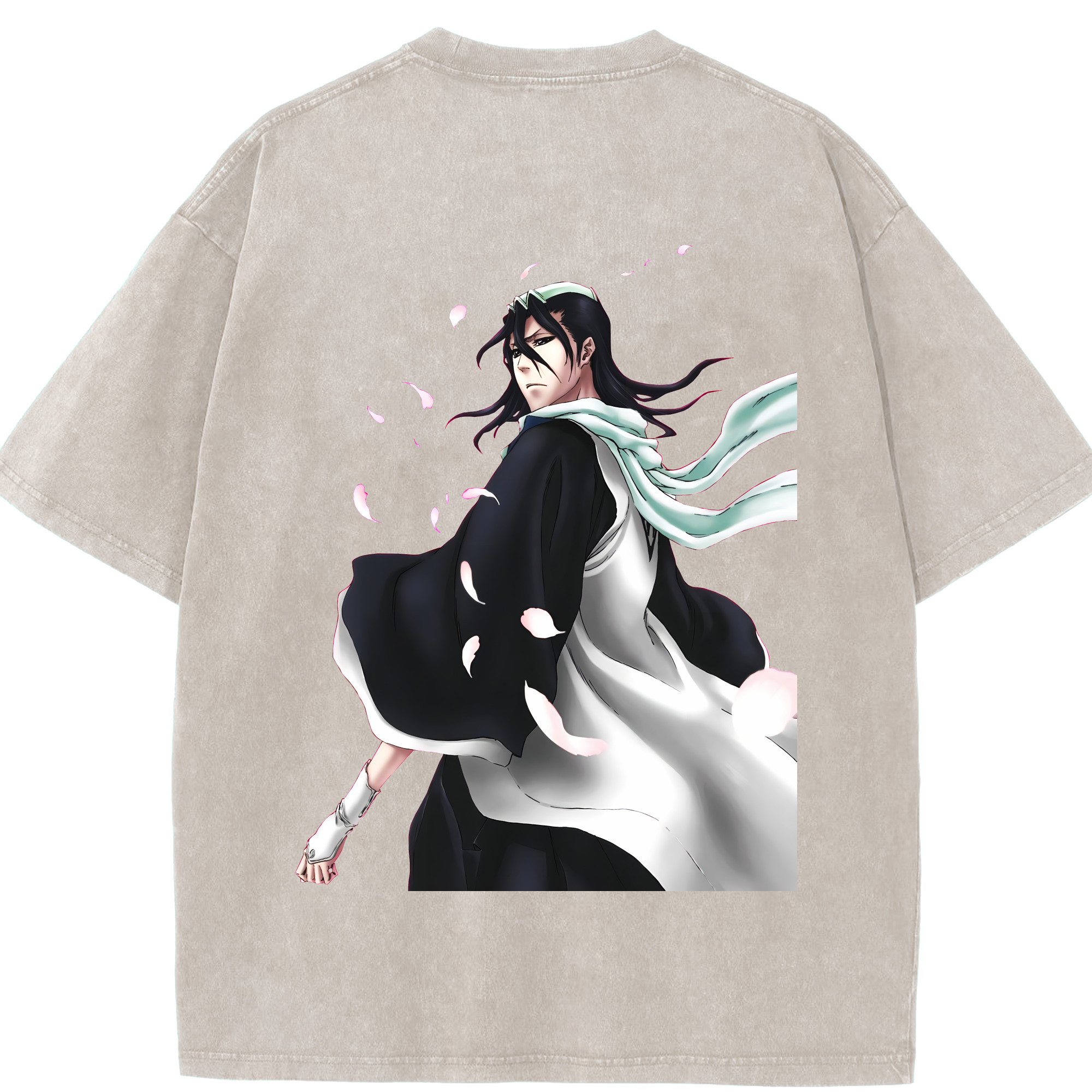 （画像用） ブリーチ くちき びゃくや BLEACH Kuchiki Byakuya 綿100% ヴィンテージ風 半袖Tシャツ（背面プリント）