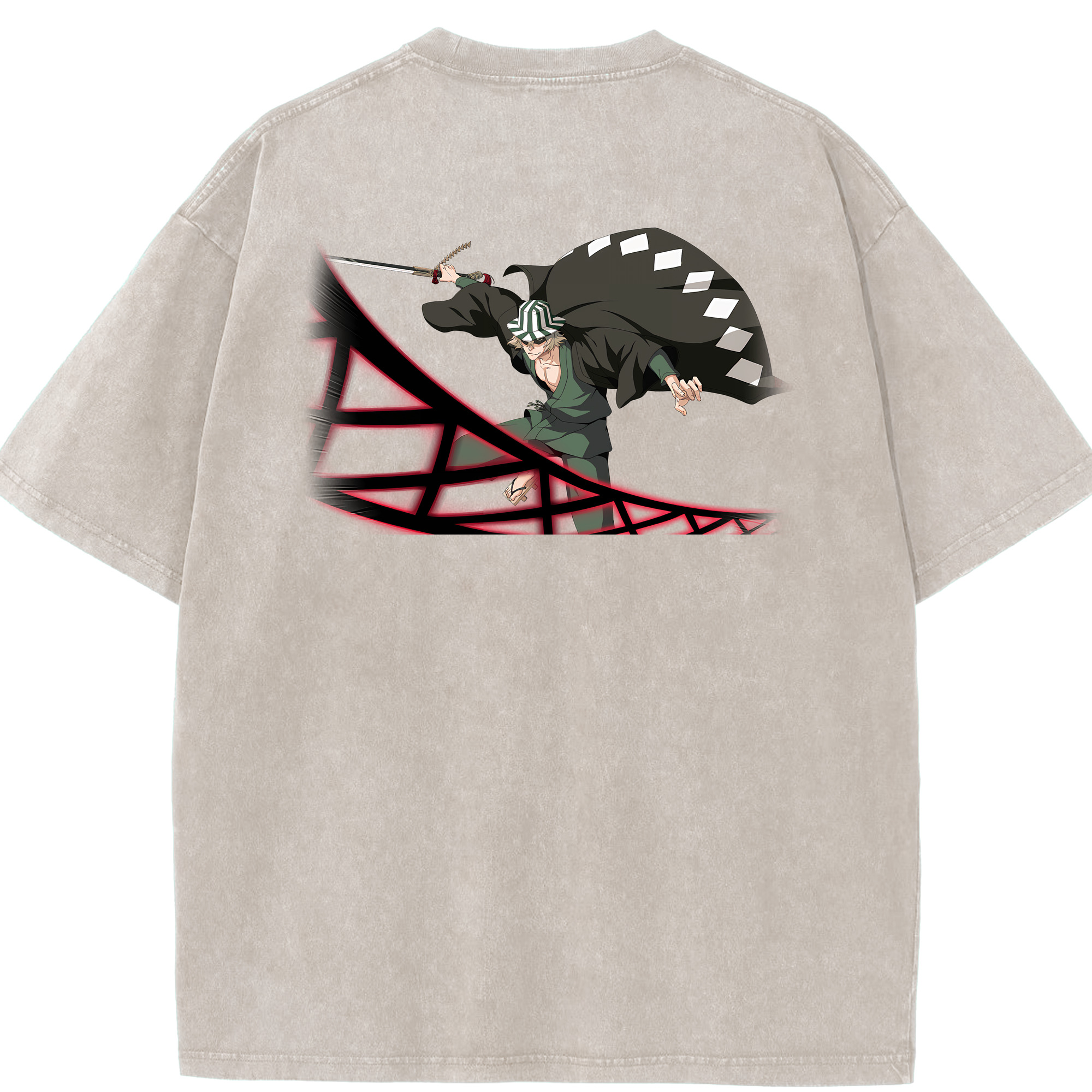 （画像用） "ブリーチ 浦原 喜助（うらはら きすけ） BLEACH Urahara Kisuke " 綿100% ヴィンテージ風 半袖Tシャツ（背面プリント）