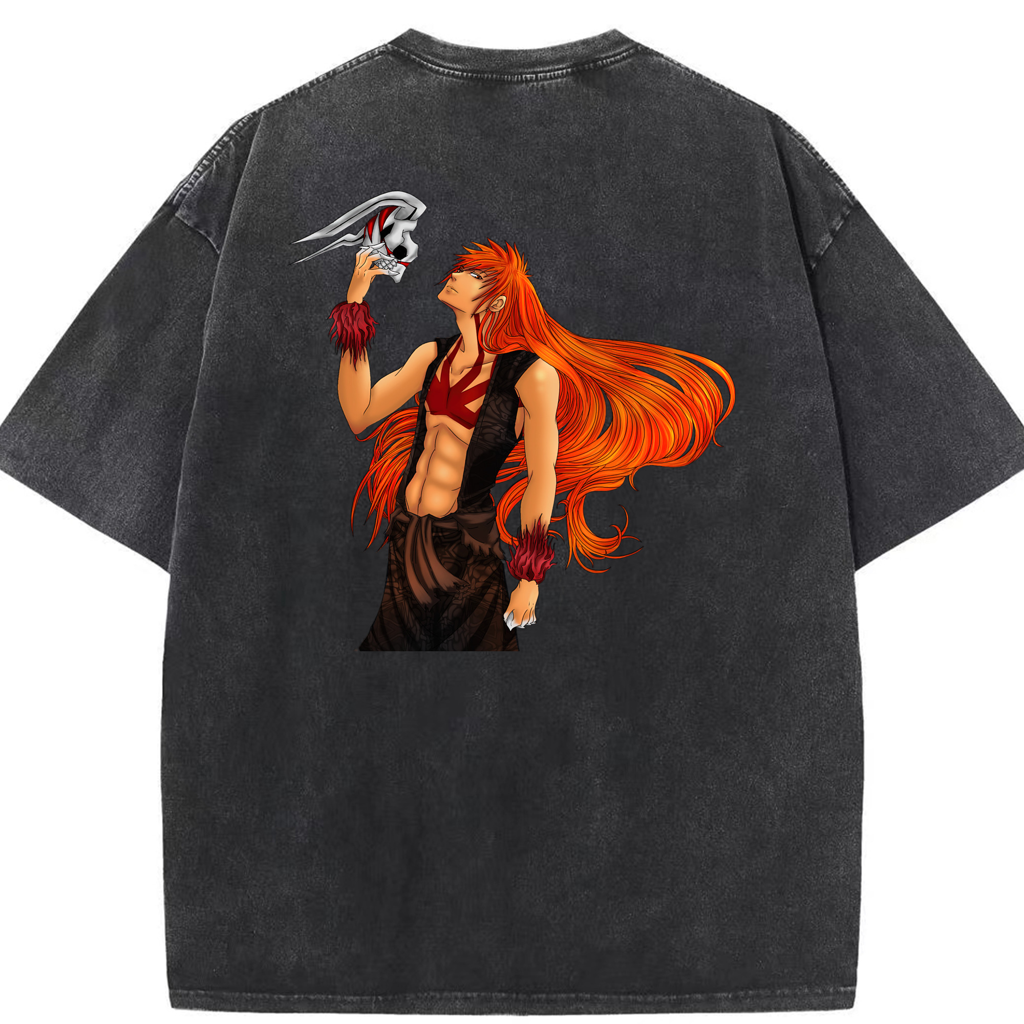 （画像用） ブリーチ 黒崎一護（くろさき いちご）BLEACH Kurosaki Ichigo 綿100% ヴィンテージ風 半袖Tシャツ（背面プリント）