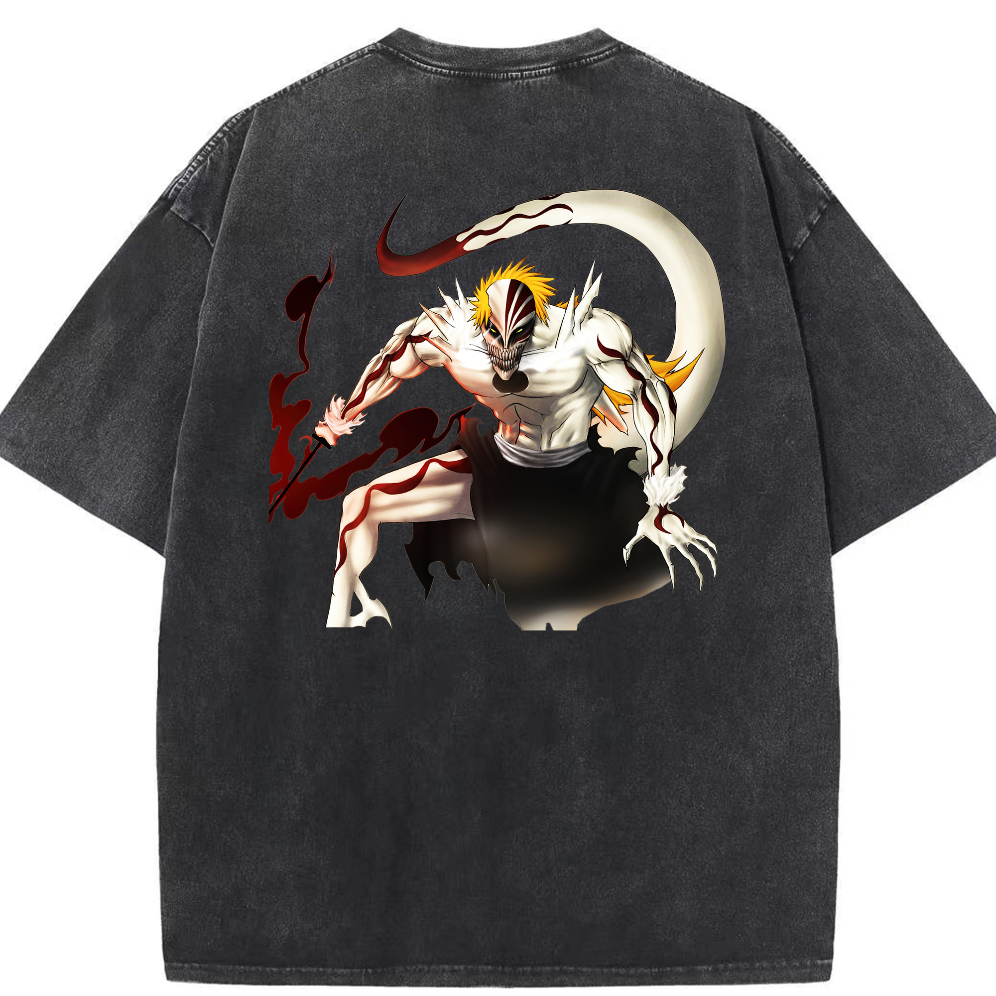 （画像用） ブリーチ 黒崎一護（くろさき いちご）BLEACH Kurosaki Ichigo 綿100% ヴィンテージ風 半袖Tシャツ（背面プリント）