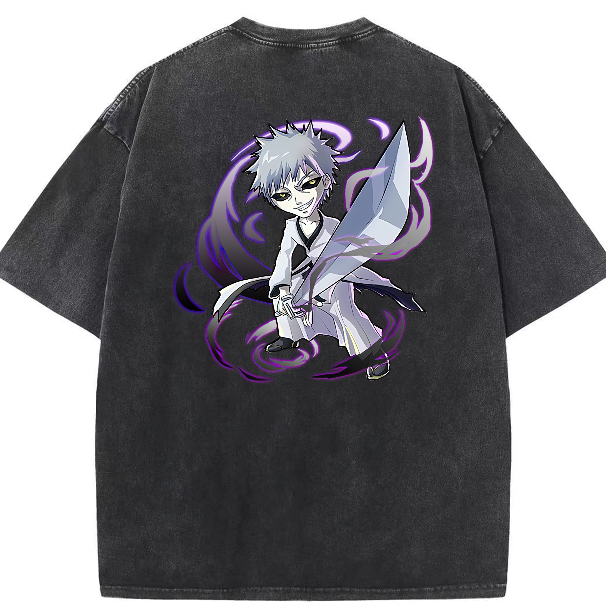 （画像用） ブリーチ 黒崎一護（くろさき いちご）BLEACH Kurosaki Ichigo 綿100% ヴィンテージ風 半袖Tシャツ（背面プリント）