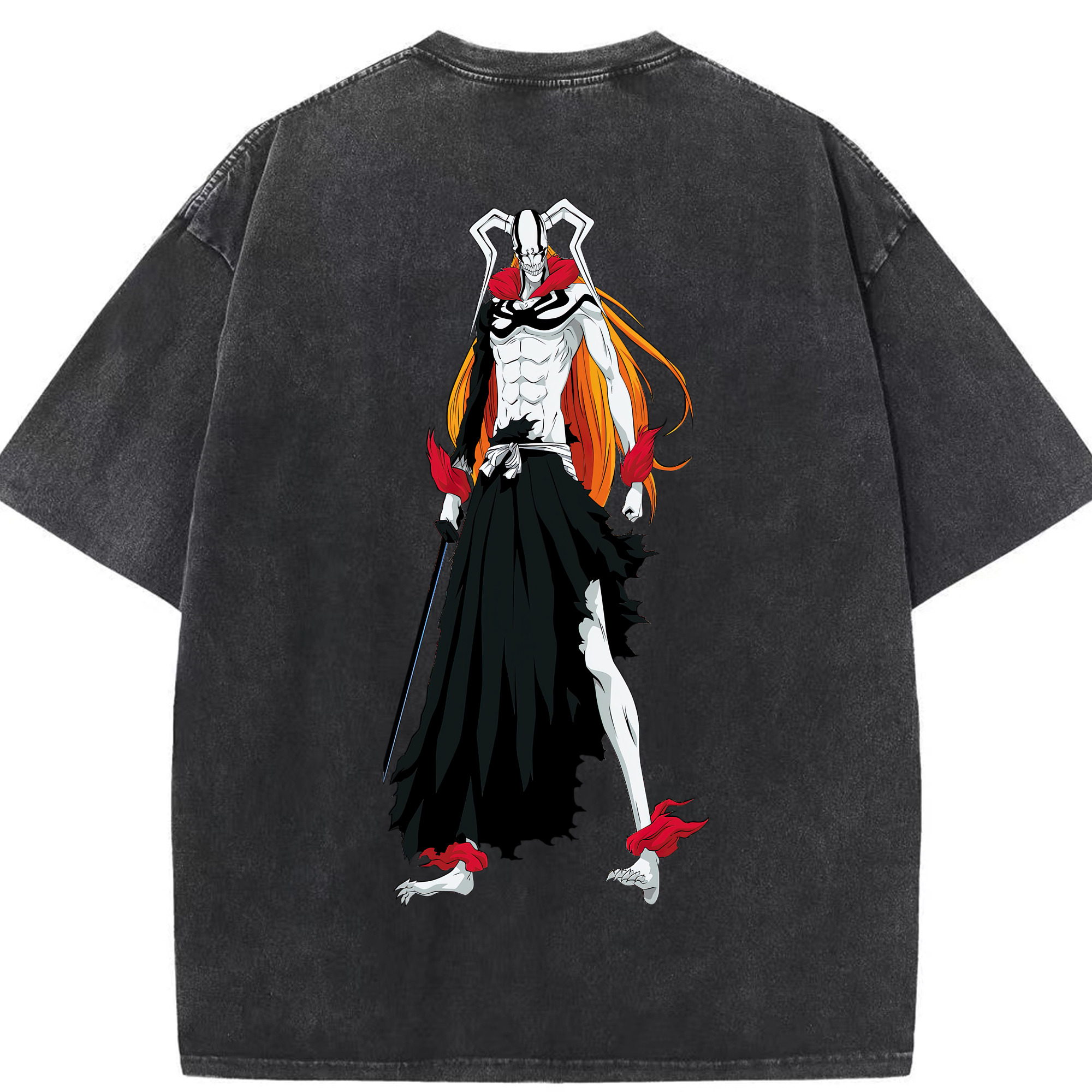 （画像用） ブリーチ 黒崎一護（くろさき いちご）BLEACH Kurosaki Ichigo 綿100% ヴィンテージ風 半袖Tシャツ（背面プリント）