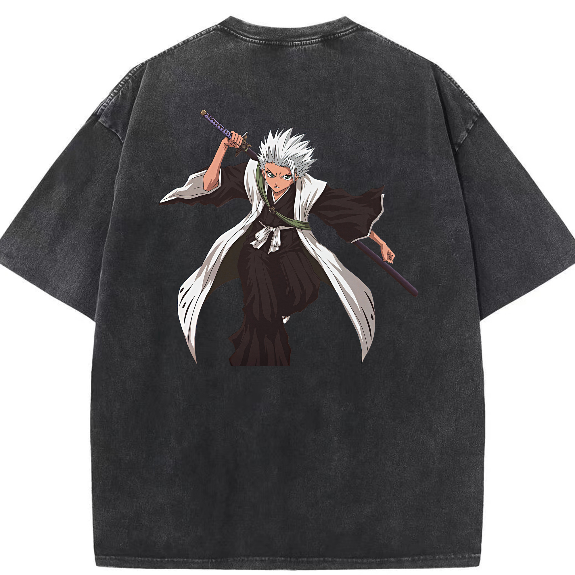 （画像用） ブリーチ 日番谷冬獅郎（ひつがや とうしろう） BLEACH Hitsugaya Toushirou 綿100% ヴィンテージ風 半袖Tシャツ（背面プリント）