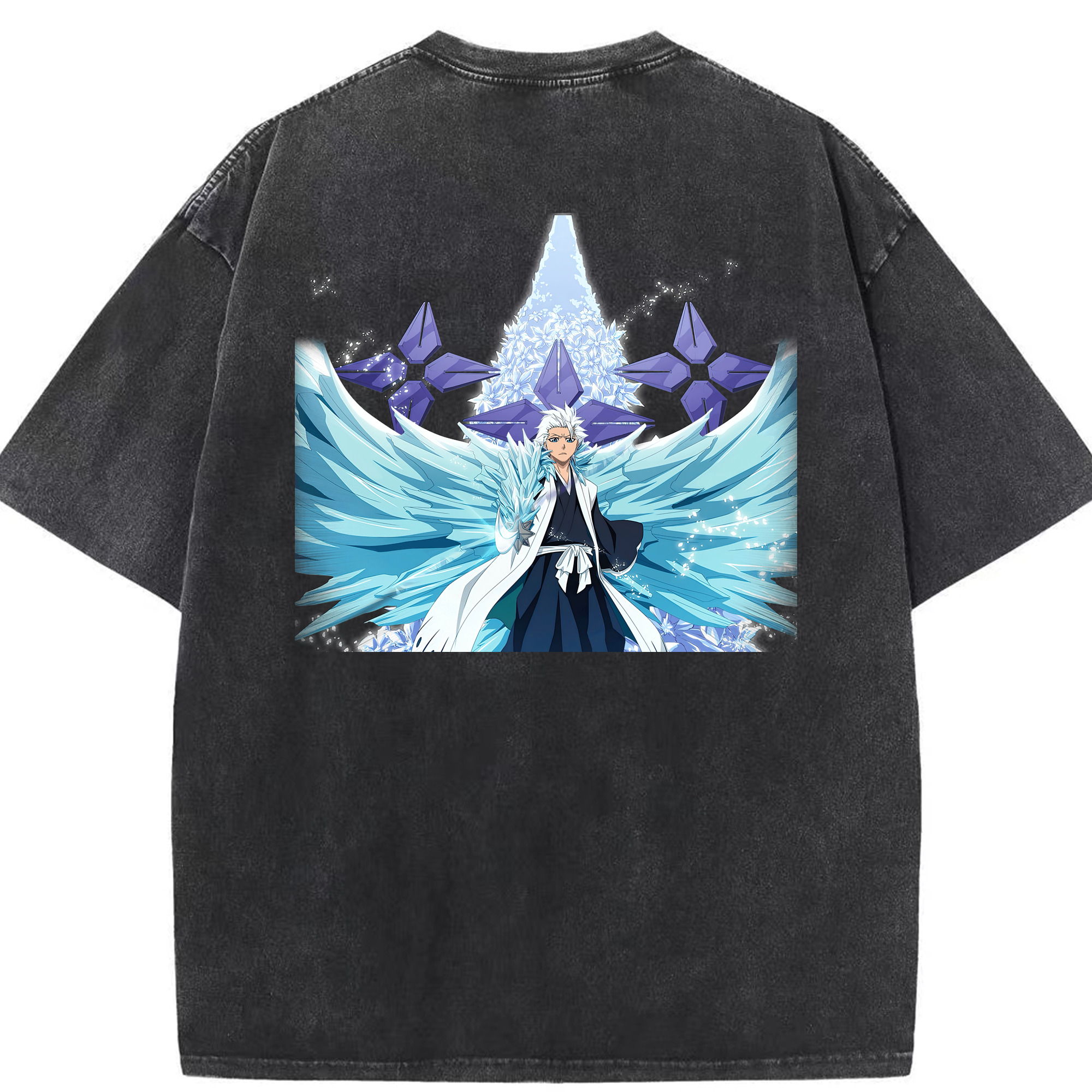 （画像用） ブリーチ 日番谷冬獅郎（ひつがや とうしろう） BLEACH Hitsugaya Toushirou 綿100% ヴィンテージ風 半袖Tシャツ（背面プリント）