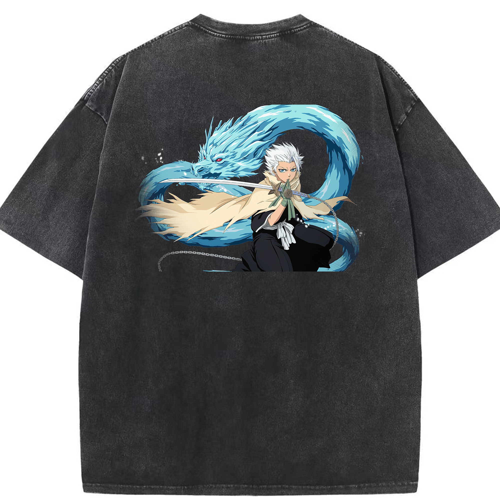 （画像用） ブリーチ 日番谷冬獅郎（ひつがや とうしろう） BLEACH Hitsugaya Toushirou 綿100% ヴィンテージ風 半袖Tシャツ（背面プリント）