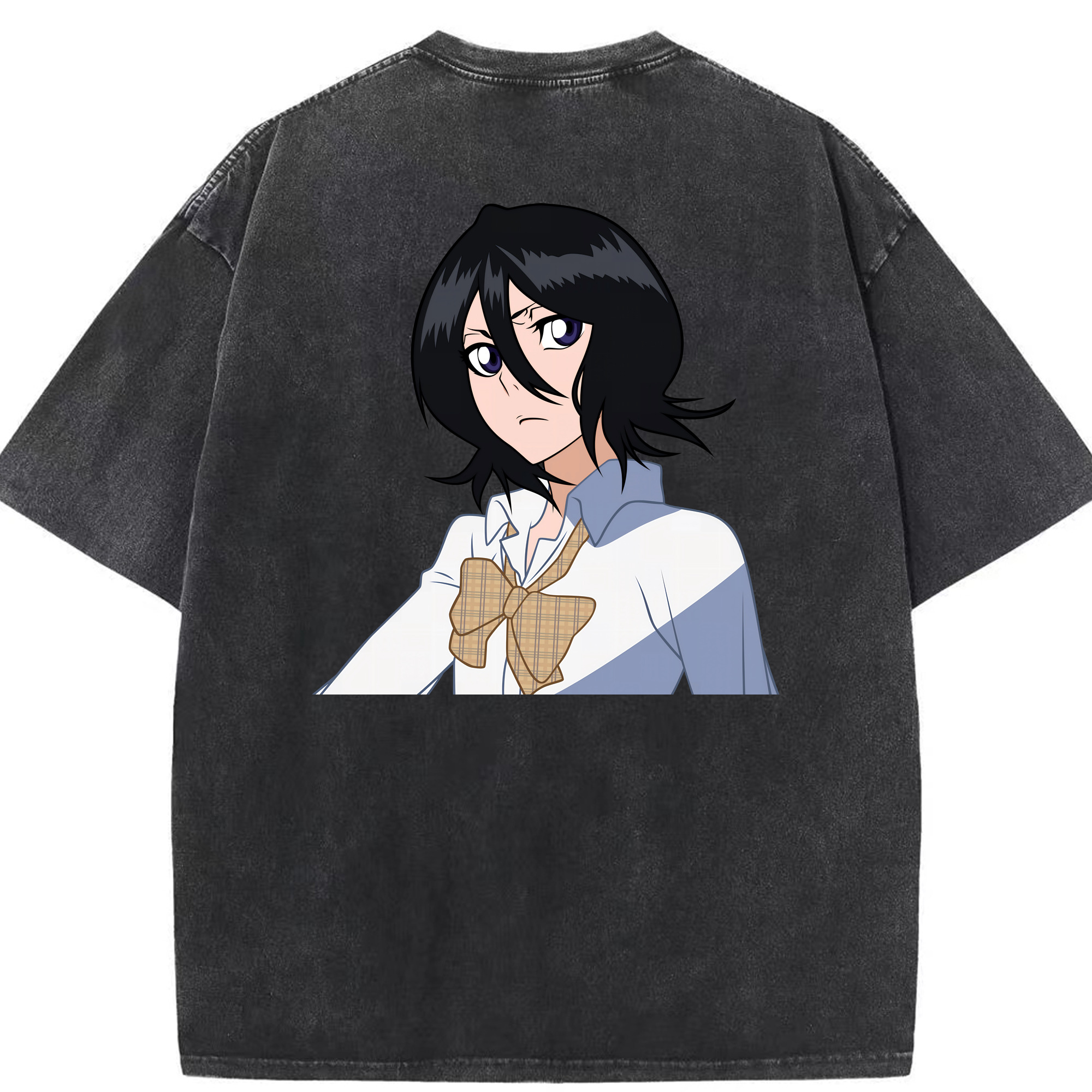 （画像用） ブリーチ 朽木ルキア BLEACH Kuchiki Rukia 綿100% ヴィンテージ風 半袖Tシャツ（背面プリント）