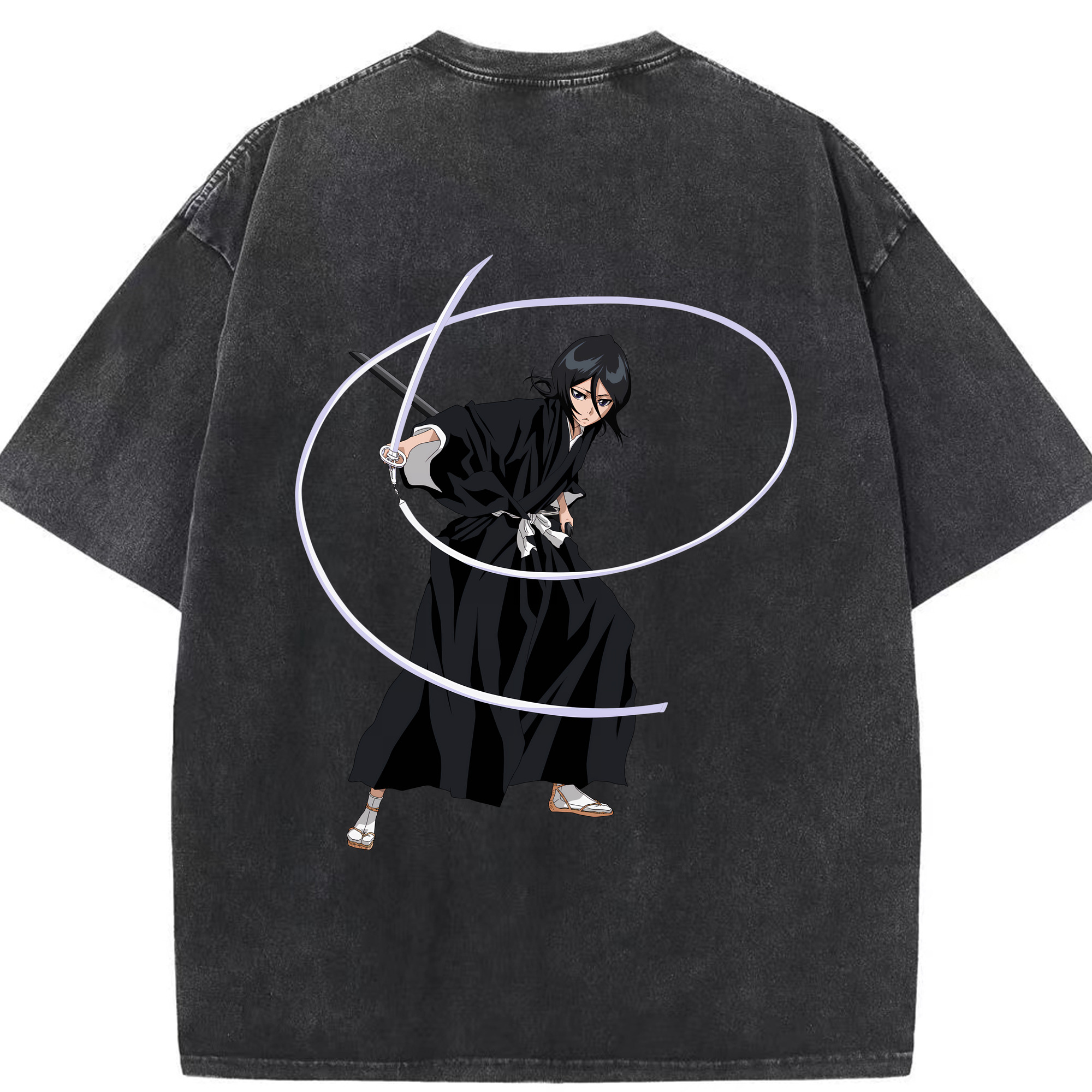 （画像用） ブリーチ 朽木ルキア BLEACH Kuchiki Rukia 綿100% ヴィンテージ風 半袖Tシャツ（背面プリント）