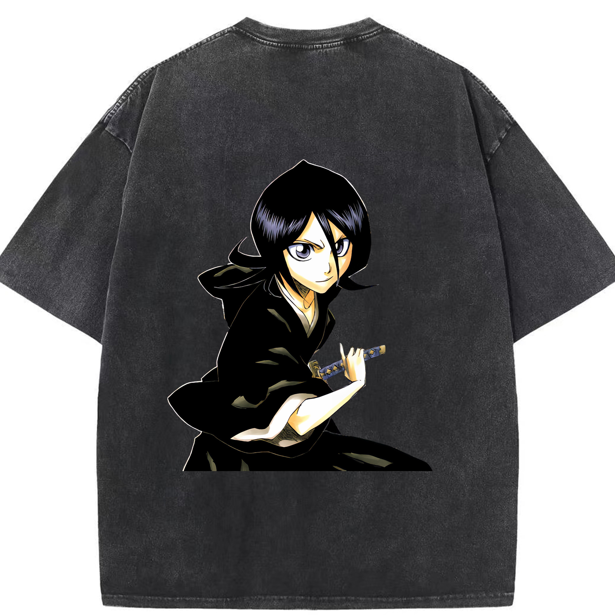 （画像用） ブリーチ 朽木ルキア BLEACH Kuchiki Rukia 綿100% ヴィンテージ風 半袖Tシャツ（背面プリント）