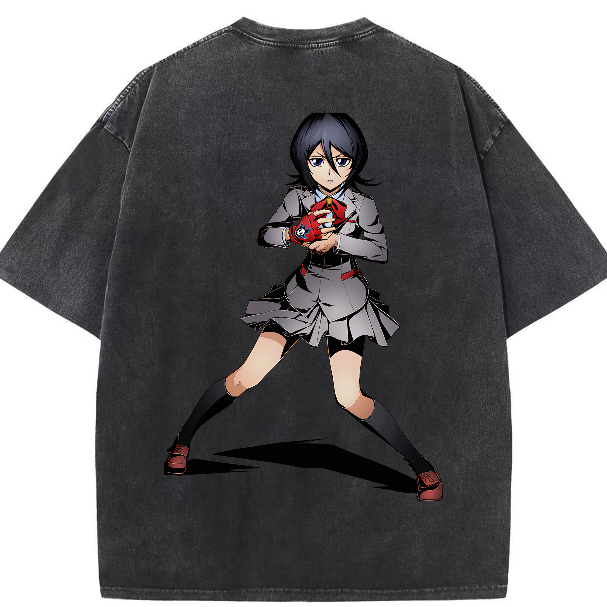 （画像用） ブリーチ 朽木ルキア BLEACH Kuchiki Rukia 綿100% ヴィンテージ風 半袖Tシャツ（背面プリント）