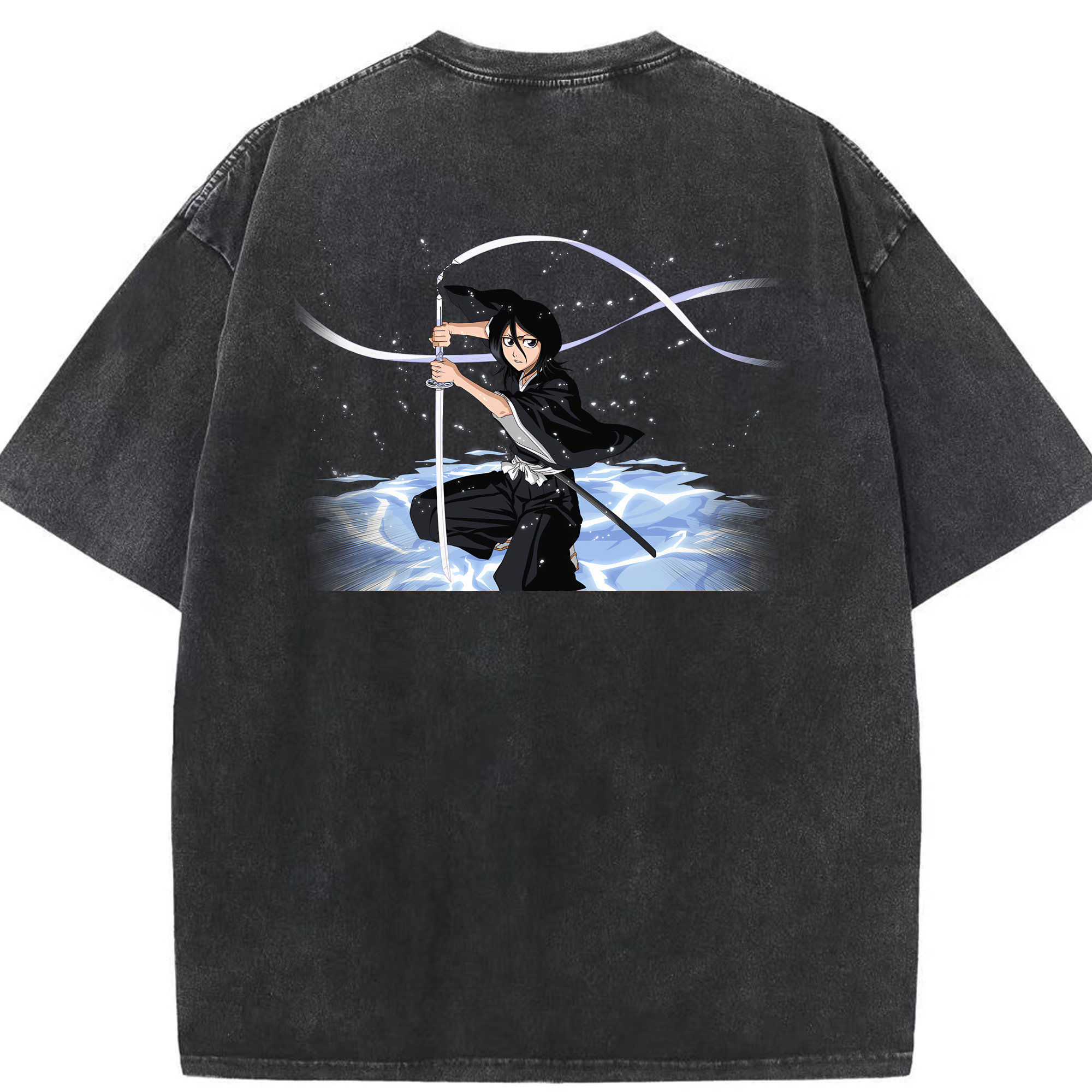 （画像用） ブリーチ 朽木ルキア BLEACH Kuchiki Rukia 綿100% ヴィンテージ風 半袖Tシャツ（背面プリント）