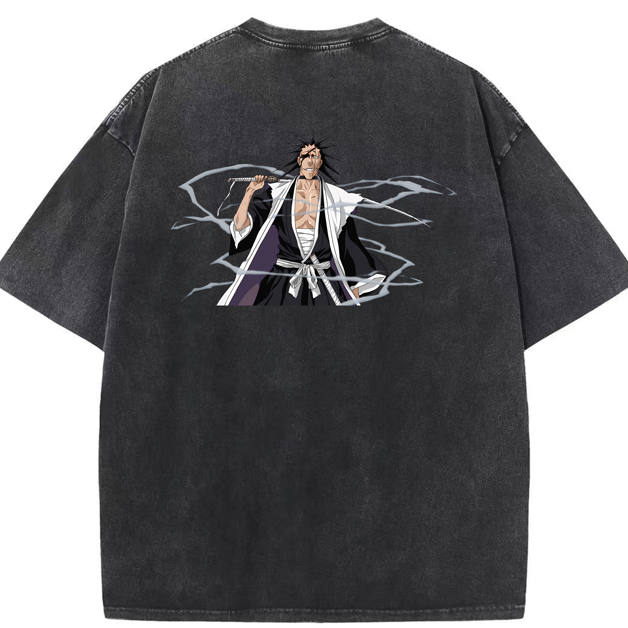 （画像用） ブリーチ ざらき けんぱち BLEACH Zaraki Kenpachi 綿100% ヴィンテージ風 半袖Tシャツ（背面プリント）
