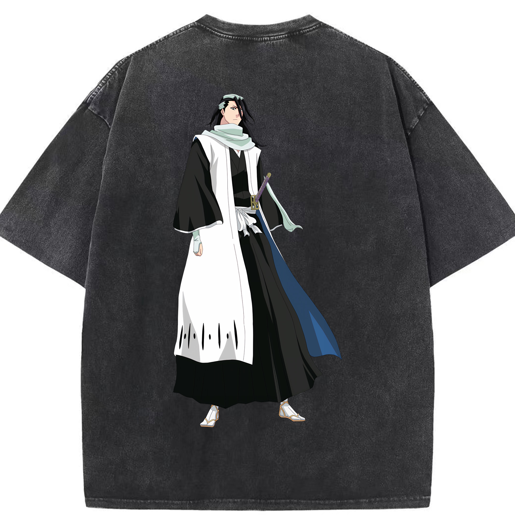 （画像用） ブリーチ くちき びゃくや BLEACH Kuchiki Byakuya 綿100% ヴィンテージ風 半袖Tシャツ（背面プリント）