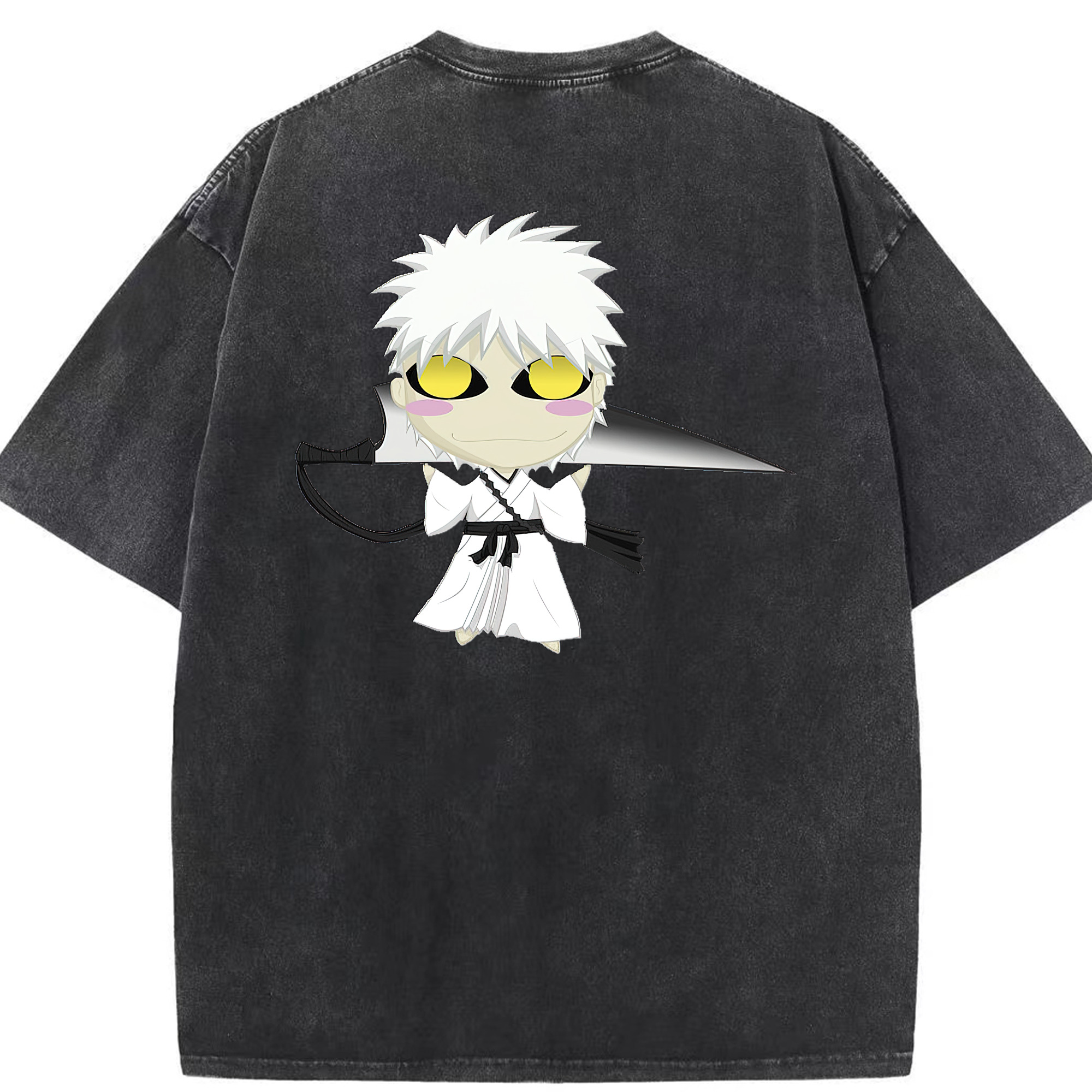 （画像用） ブリーチ 黒崎一護（くろさき いちご）BLEACH Kurosaki Ichigo 綿100% ヴィンテージ風 半袖Tシャツ（背面プリント）