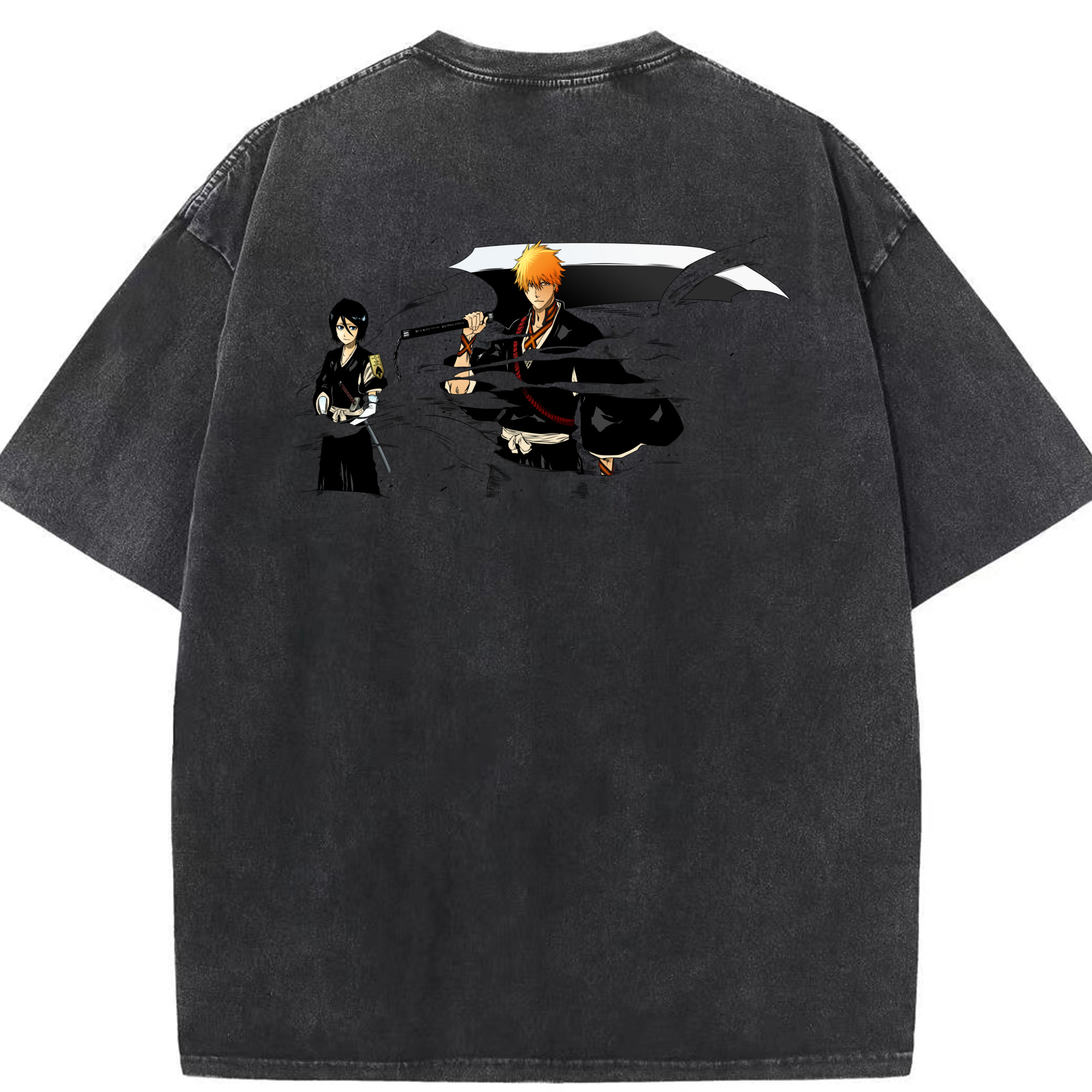 （画像用） ブリーチ 黒崎一護（くろさき いちご）BLEACH Kurosaki Ichigo 綿100% ヴィンテージ風 半袖Tシャツ（背面プリント）