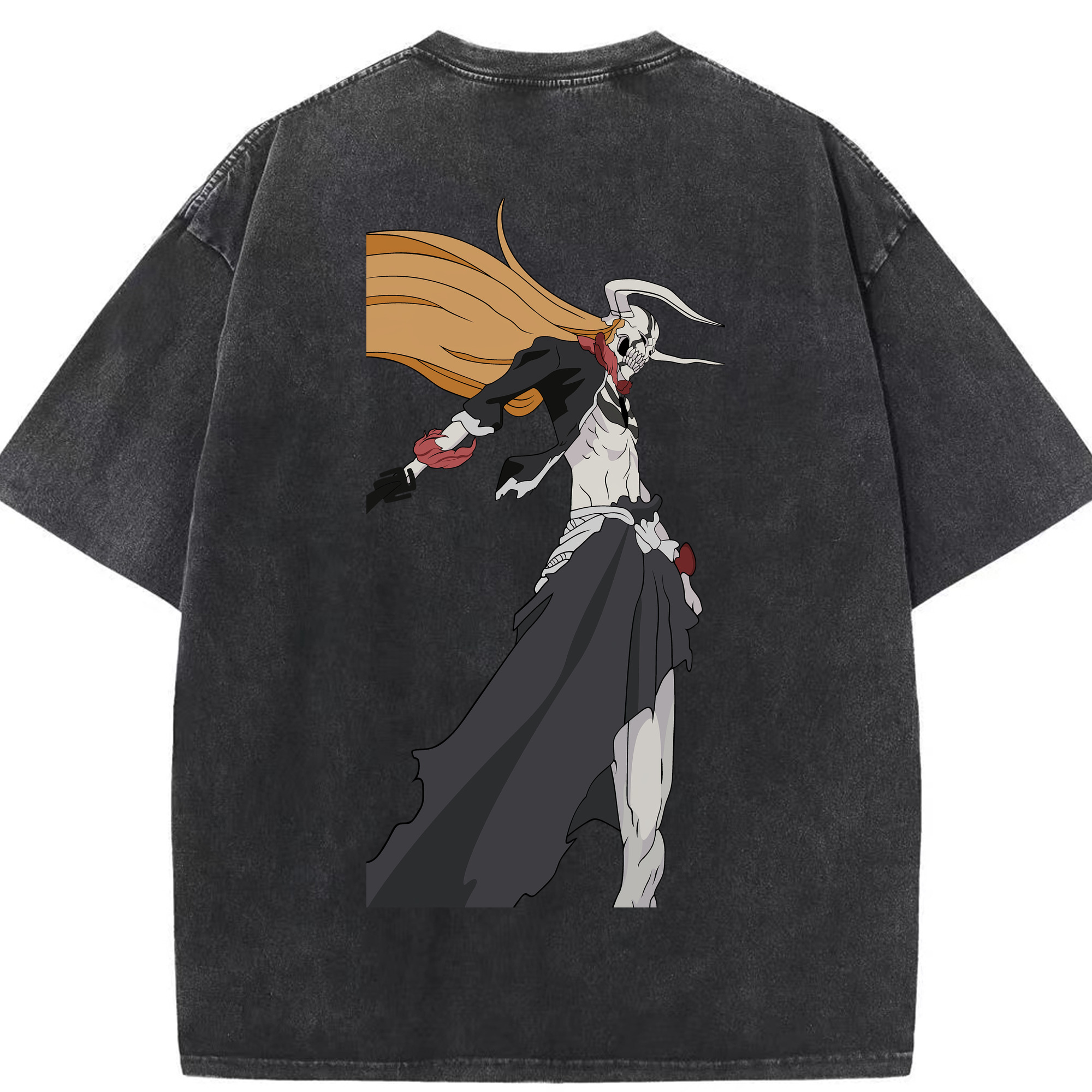 （画像用） ブリーチ 黒崎一護（くろさき いちご）BLEACH Kurosaki Ichigo 綿100% ヴィンテージ風 半袖Tシャツ（背面プリント）