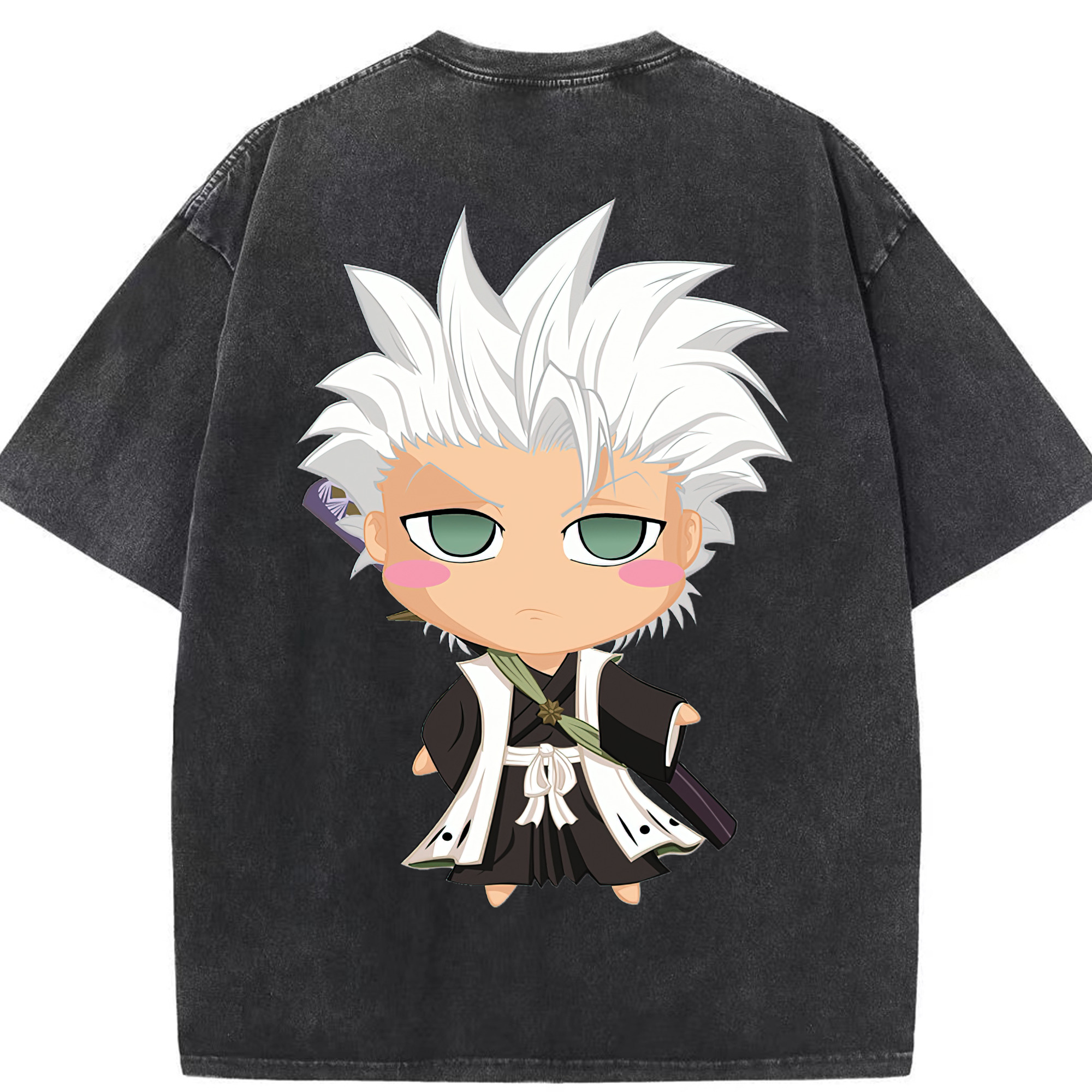 （画像用） ブリーチ 日番谷冬獅郎（ひつがや とうしろう） BLEACH Hitsugaya Toushirou 綿100% ヴィンテージ風 半袖Tシャツ（背面プリント）