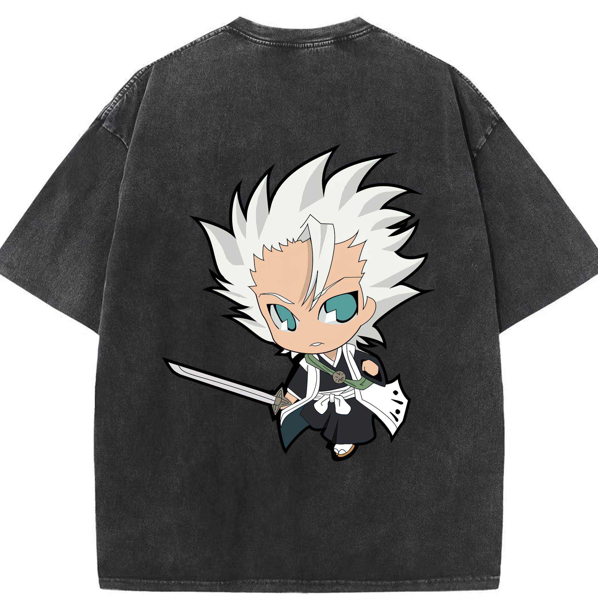 （画像用） ブリーチ 日番谷冬獅郎（ひつがや とうしろう） BLEACH Hitsugaya Toushirou 綿100% ヴィンテージ風 半袖Tシャツ（背面プリント）