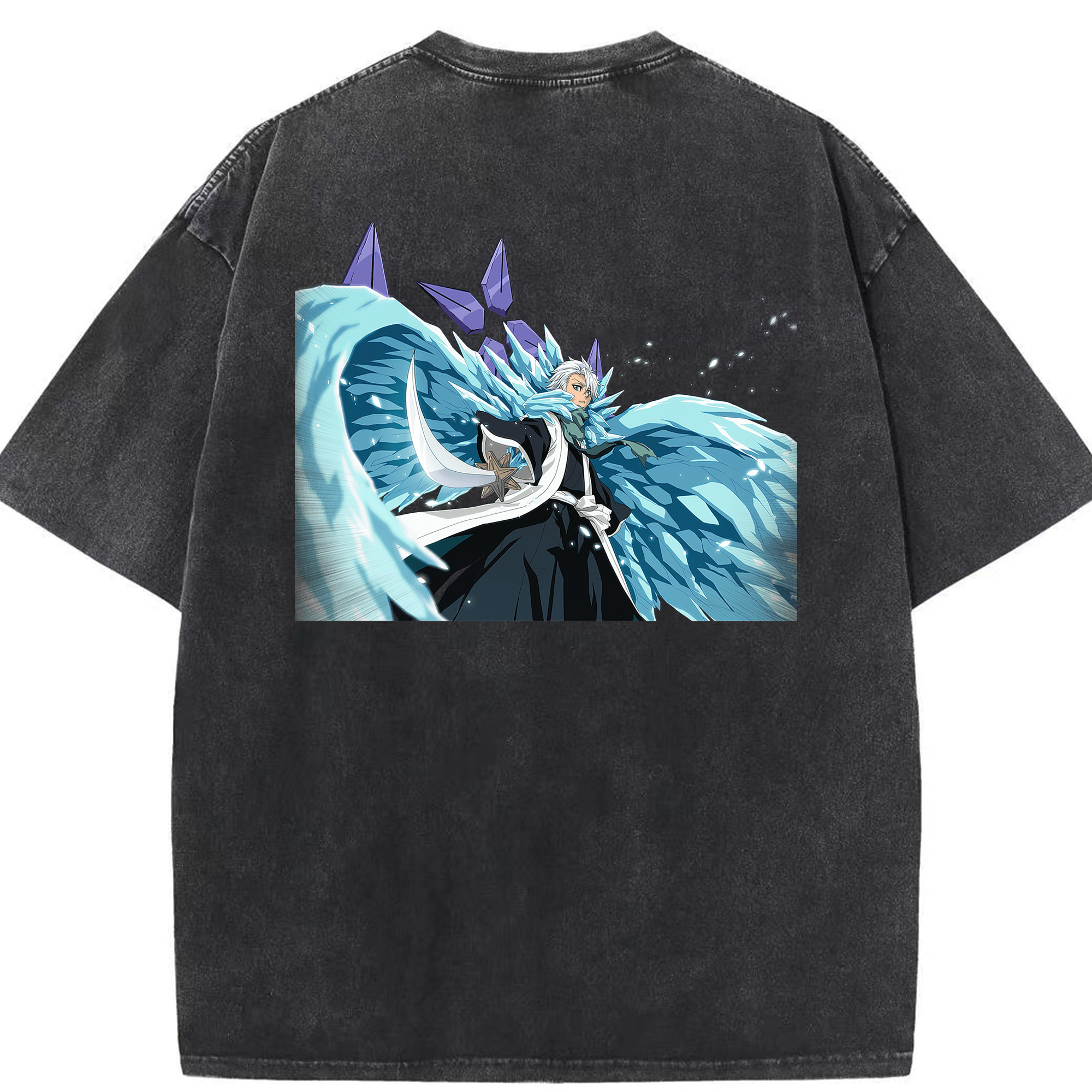 （画像用） ブリーチ 日番谷冬獅郎（ひつがや とうしろう） BLEACH Hitsugaya Toushirou 綿100% ヴィンテージ風 半袖Tシャツ（背面プリント）