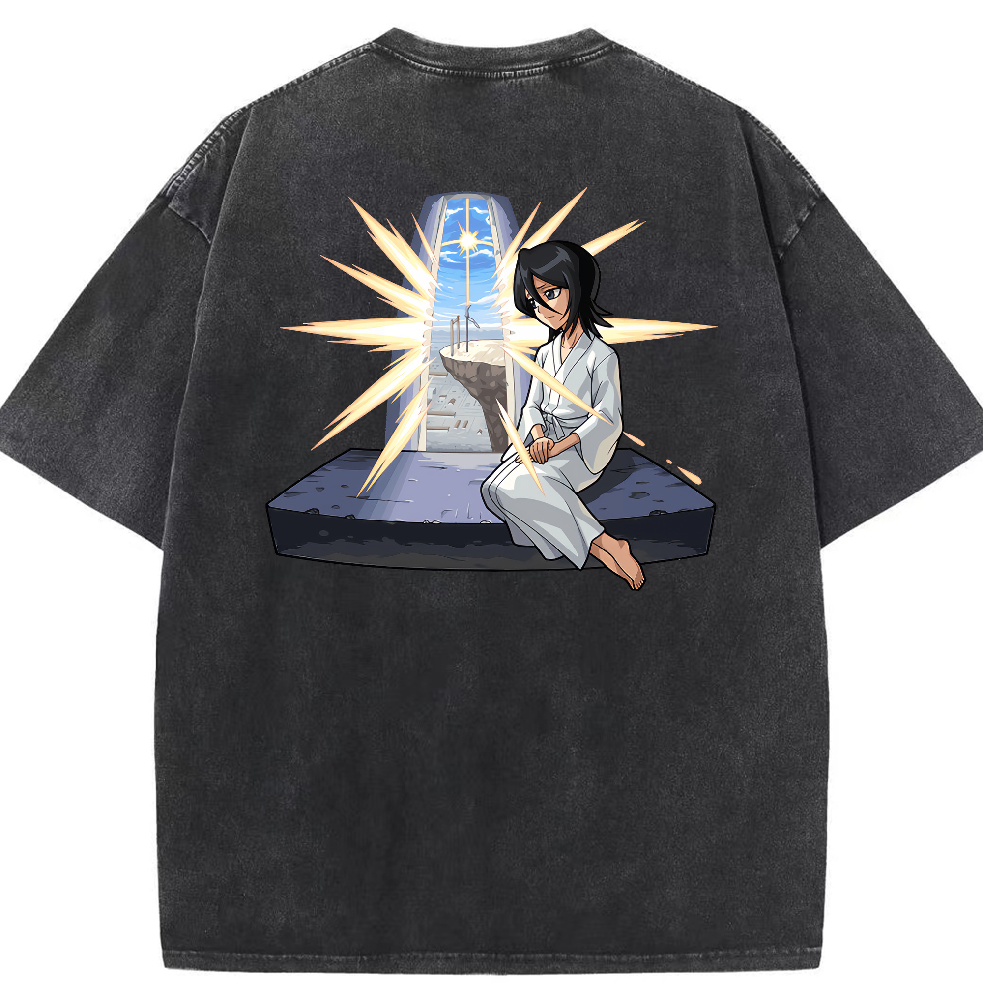 （画像用） ブリーチ 朽木ルキア BLEACH Kuchiki Rukia 綿100% ヴィンテージ風 半袖Tシャツ（背面プリント）