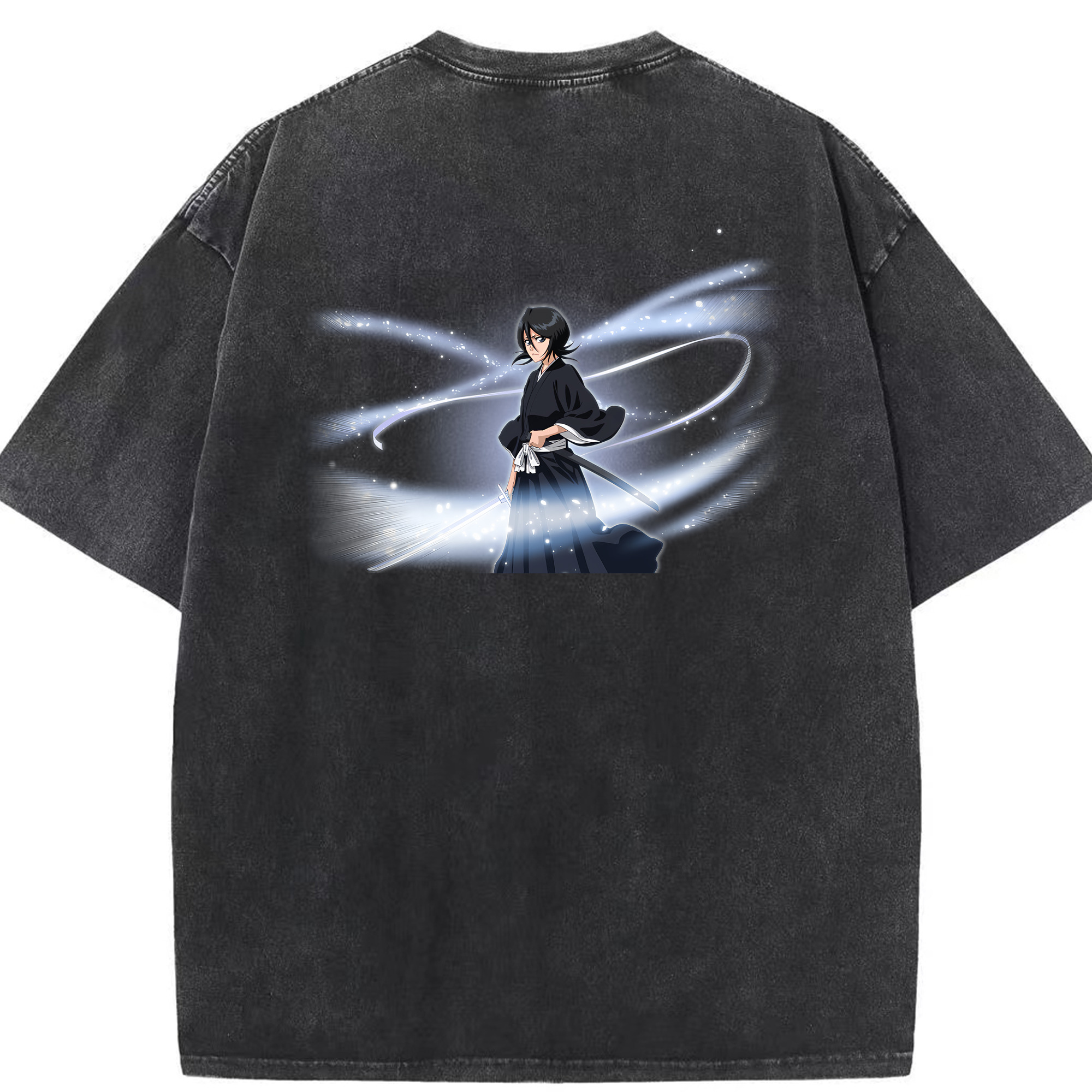 （画像用） ブリーチ 朽木ルキア BLEACH Kuchiki Rukia 綿100% ヴィンテージ風 半袖Tシャツ（背面プリント）