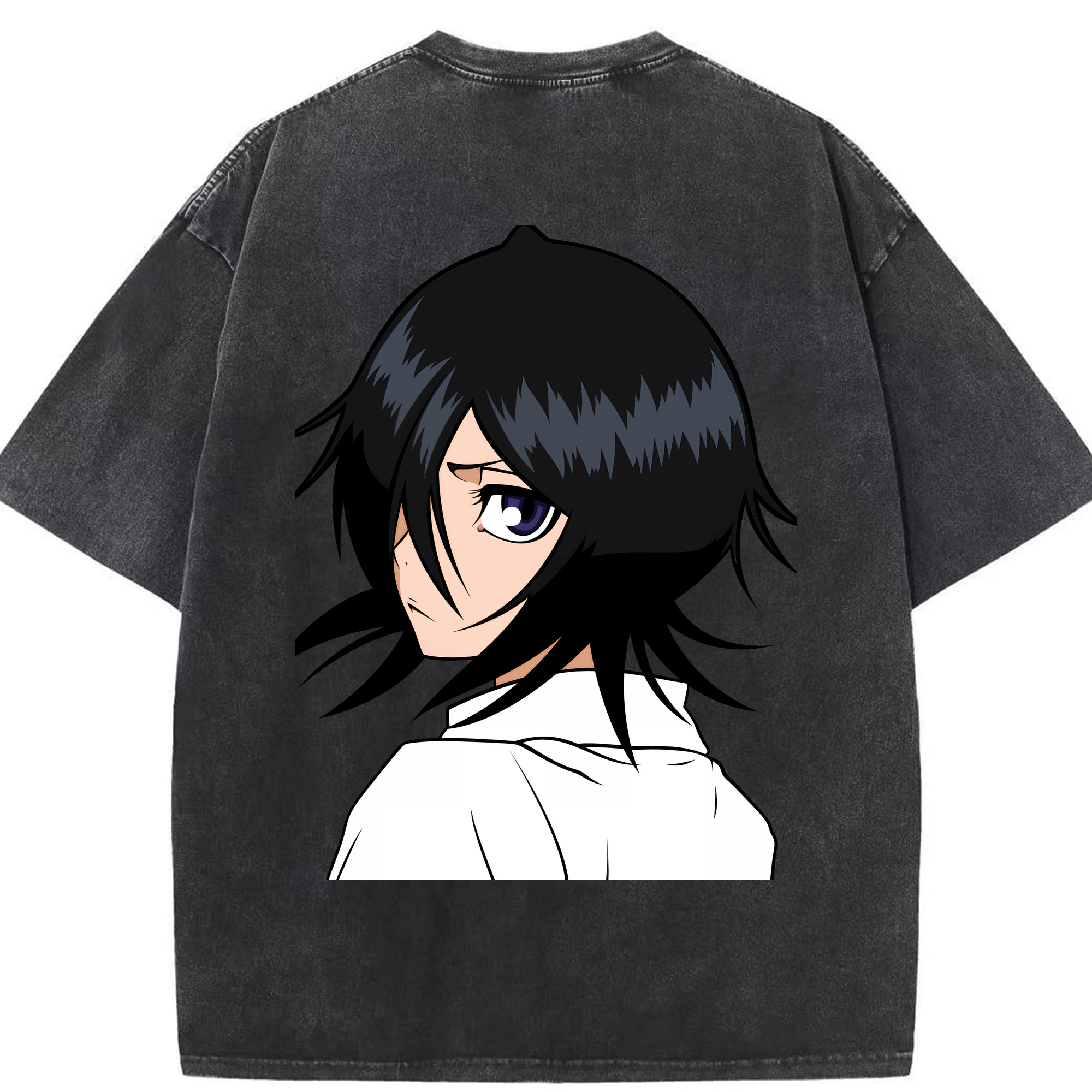 （画像用） ブリーチ 朽木ルキア BLEACH Kuchiki Rukia 綿100% ヴィンテージ風 半袖Tシャツ（背面プリント）