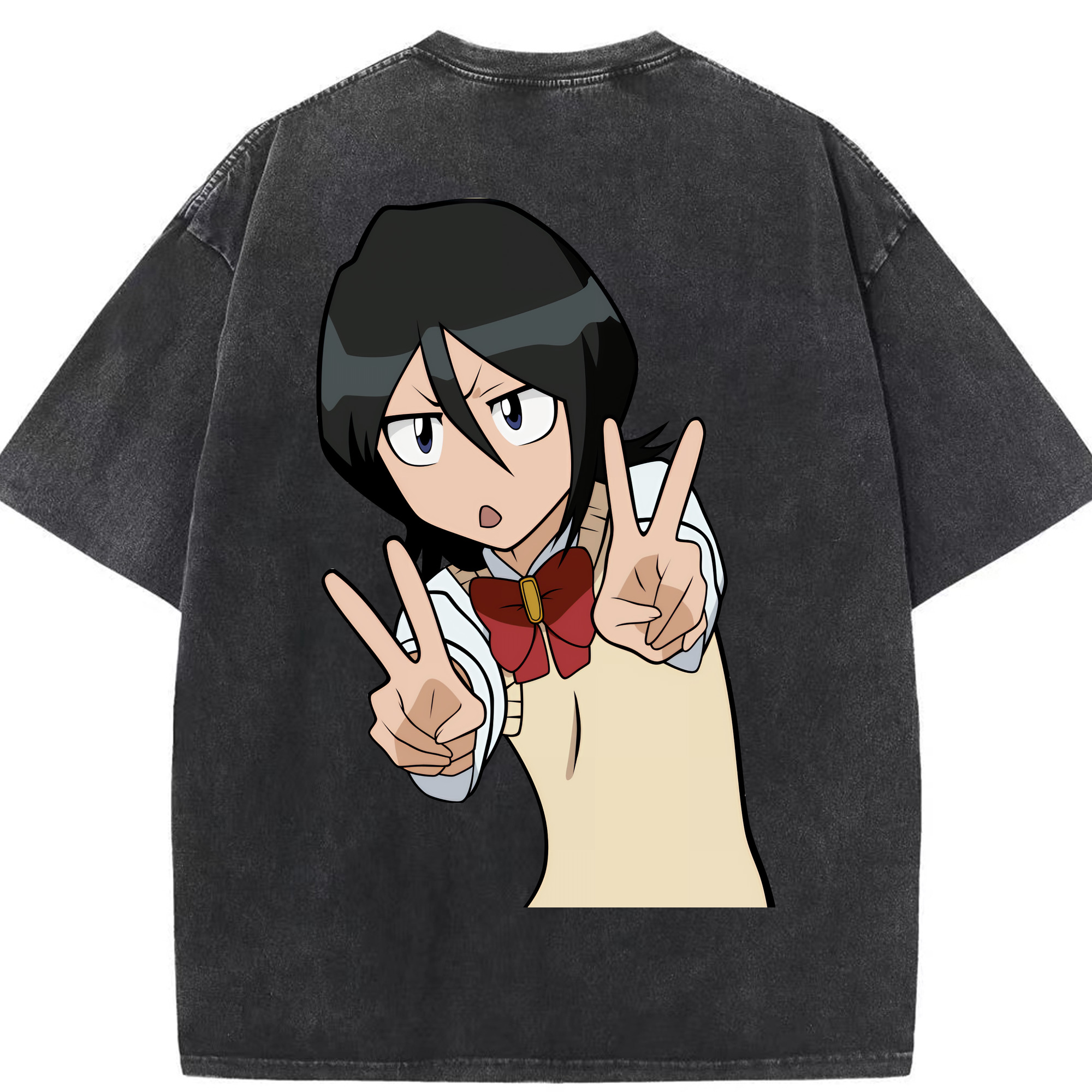 （画像用） ブリーチ 朽木ルキア BLEACH Kuchiki Rukia 綿100% ヴィンテージ風 半袖Tシャツ（背面プリント）