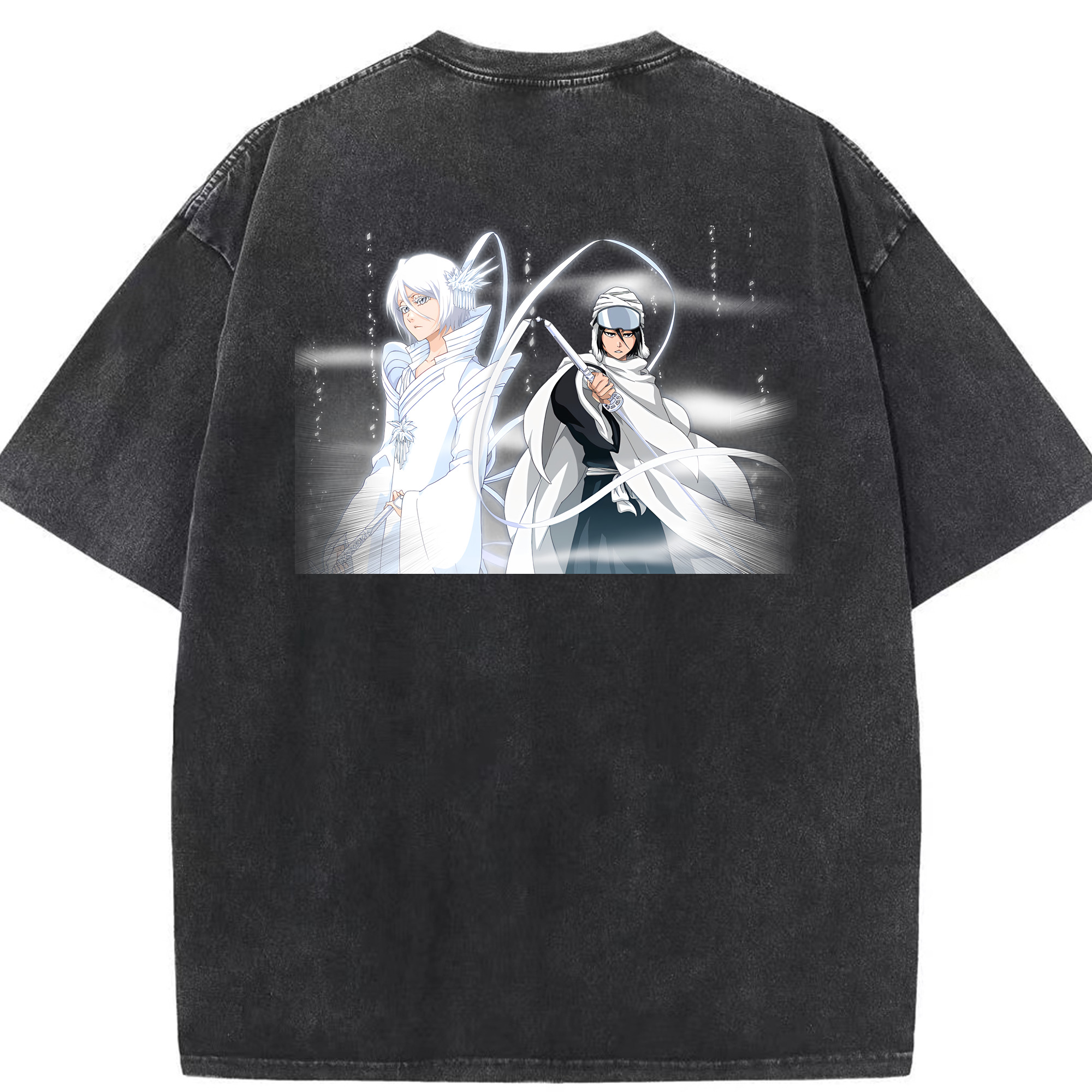 （画像用） ブリーチ 朽木ルキア BLEACH Kuchiki Rukia 綿100% ヴィンテージ風 半袖Tシャツ（背面プリント）
