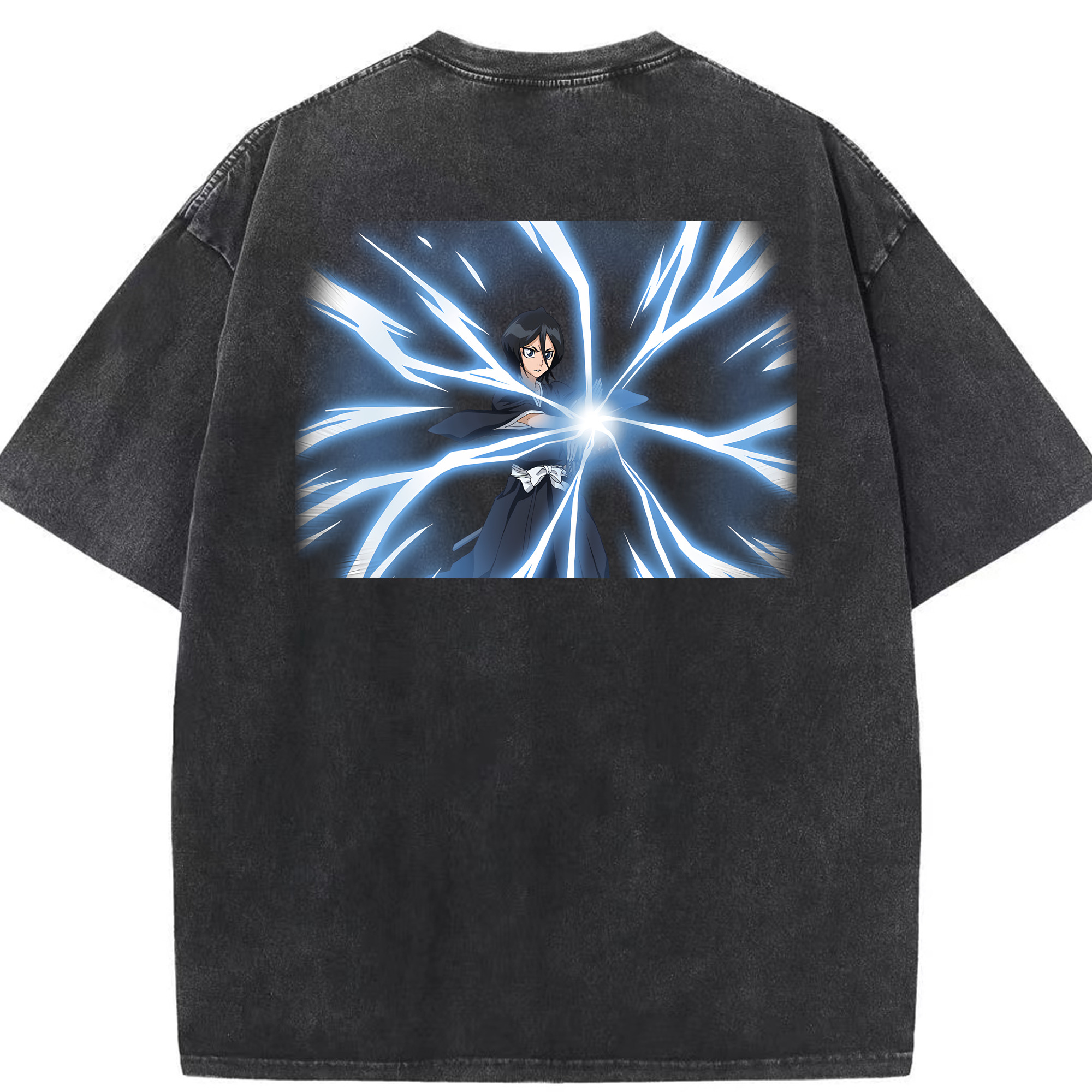 （画像用） ブリーチ 朽木ルキア BLEACH Kuchiki Rukia 綿100% ヴィンテージ風 半袖Tシャツ（背面プリント）
