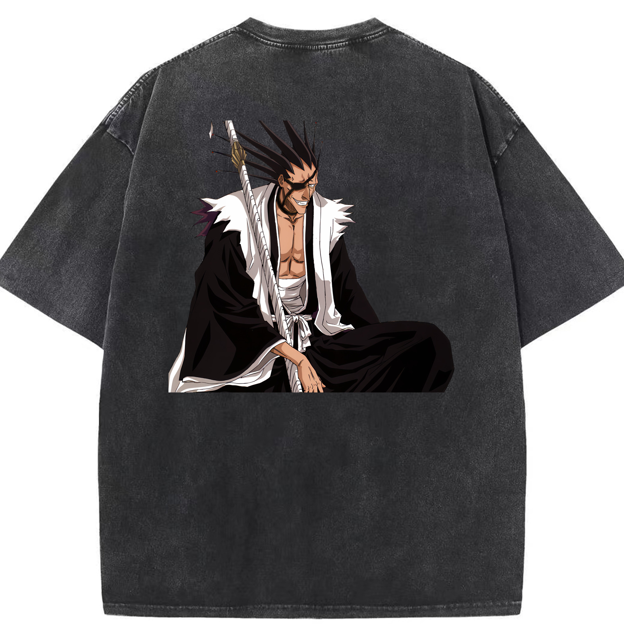 （画像用） ブリーチ ざらき けんぱち BLEACH Zaraki Kenpachi 綿100% ヴィンテージ風 半袖Tシャツ（背面プリント）