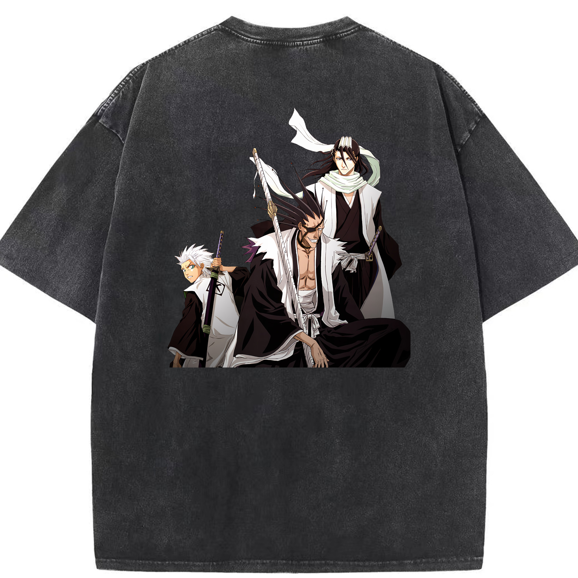（画像用） ブリーチ ざらき けんぱち BLEACH Zaraki Kenpachi 綿100% ヴィンテージ風 半袖Tシャツ（背面プリント）