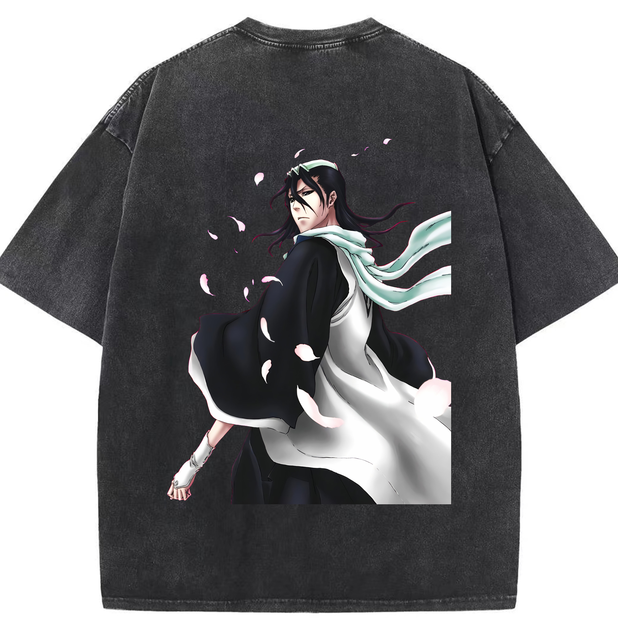 （画像用） ブリーチ くちき びゃくや BLEACH Kuchiki Byakuya 綿100% ヴィンテージ風 半袖Tシャツ（背面プリント）