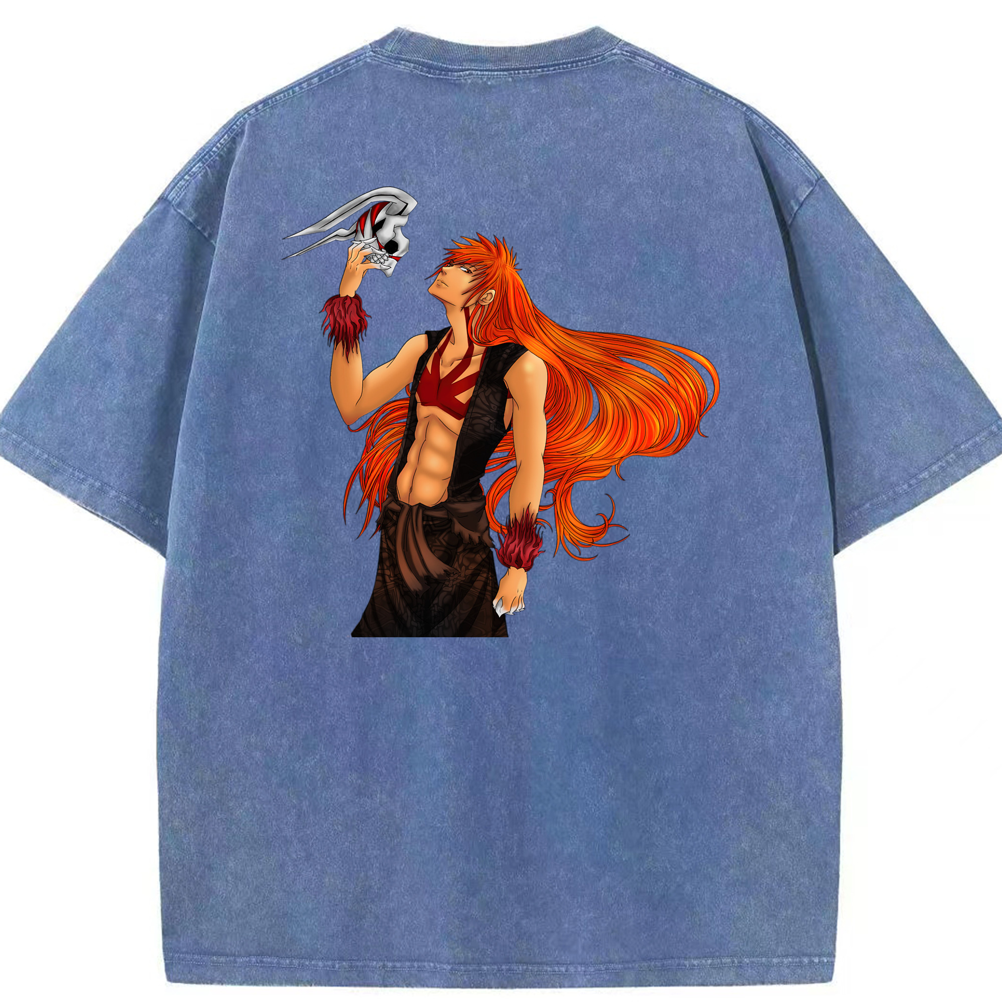 （画像用） ブリーチ 黒崎一護（くろさき いちご）BLEACH Kurosaki Ichigo 綿100% ヴィンテージ風 半袖Tシャツ（背面プリント）