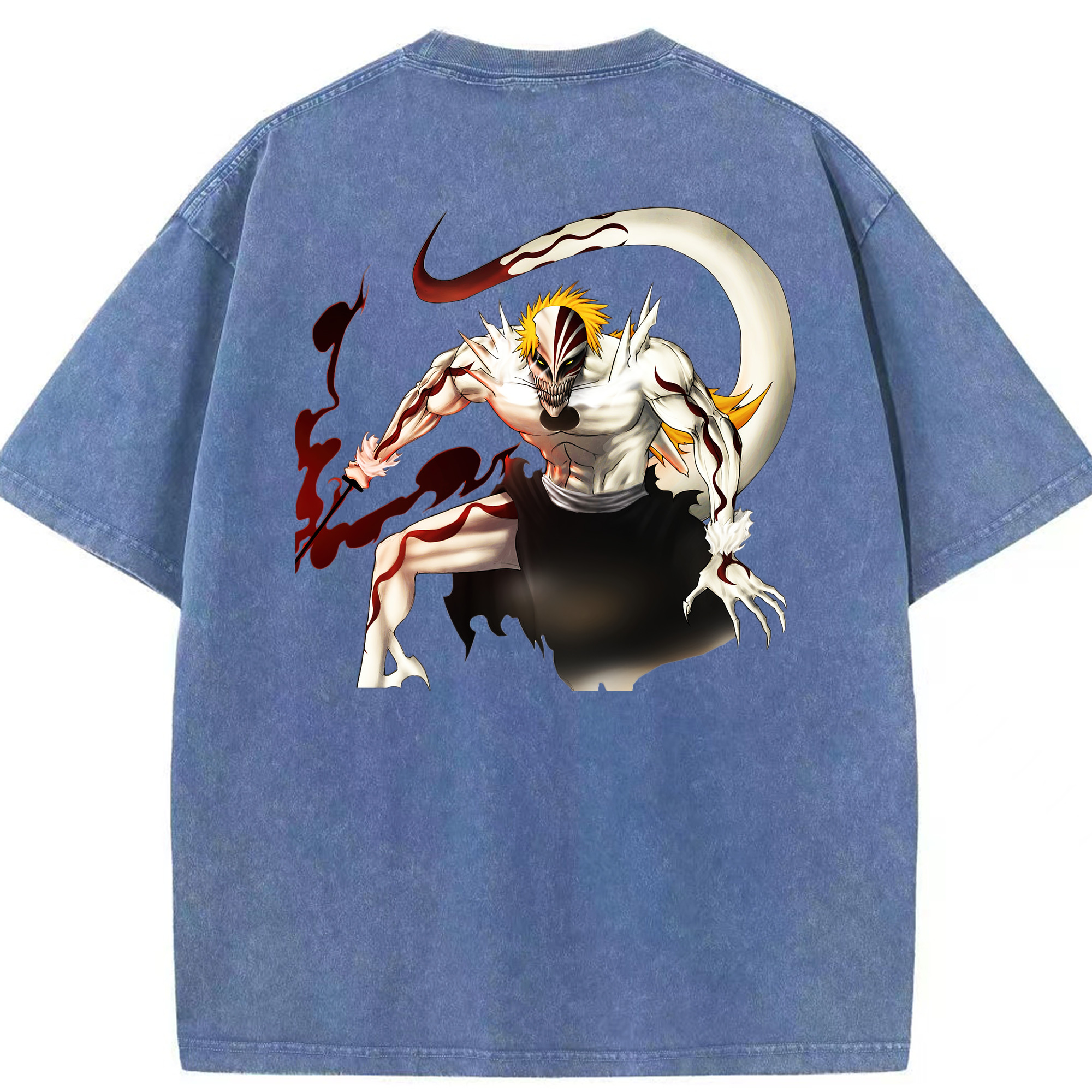 （画像用） ブリーチ 黒崎一護（くろさき いちご）BLEACH Kurosaki Ichigo 綿100% ヴィンテージ風 半袖Tシャツ（背面プリント）
