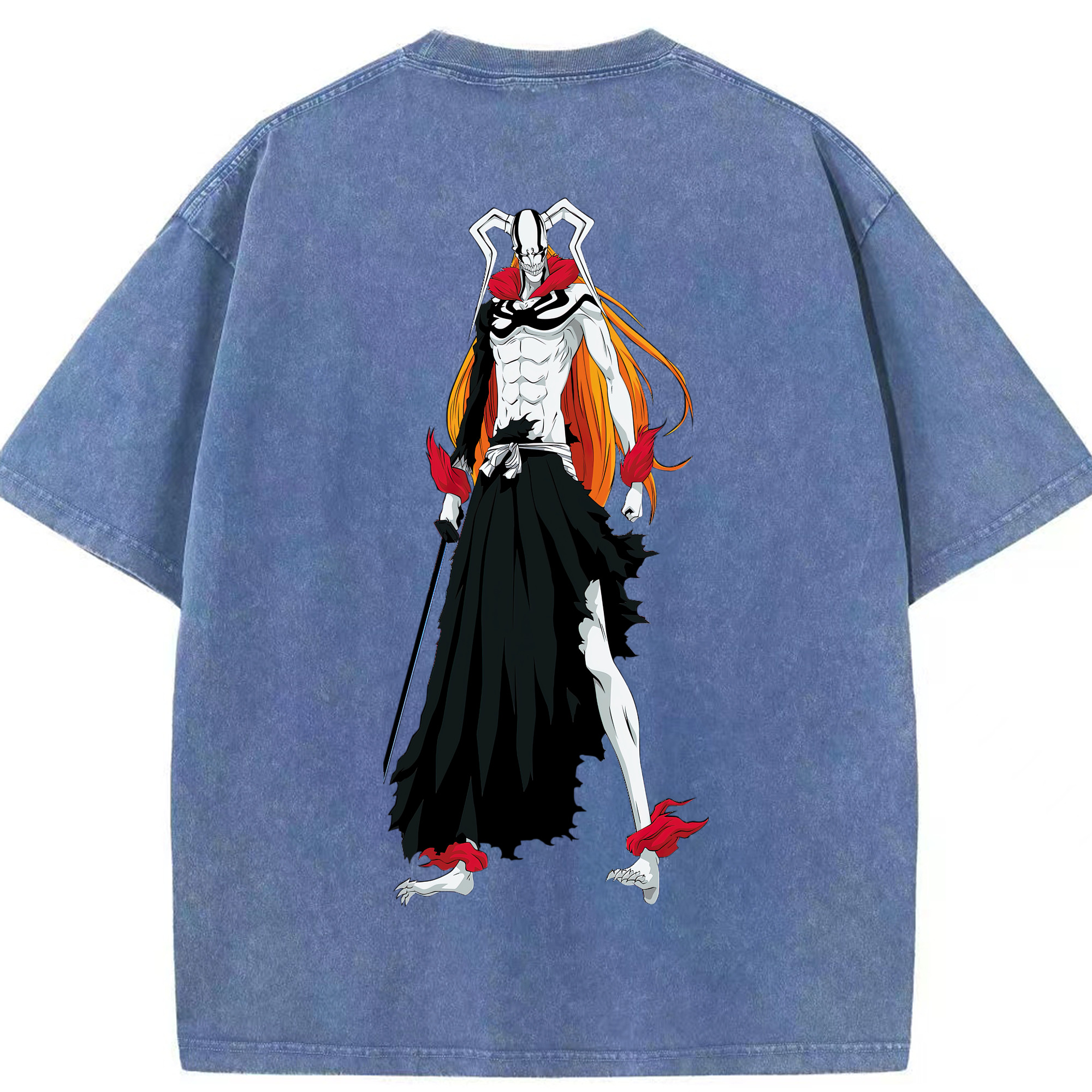 （画像用） ブリーチ 黒崎一護（くろさき いちご）BLEACH Kurosaki Ichigo 綿100% ヴィンテージ風 半袖Tシャツ（背面プリント）