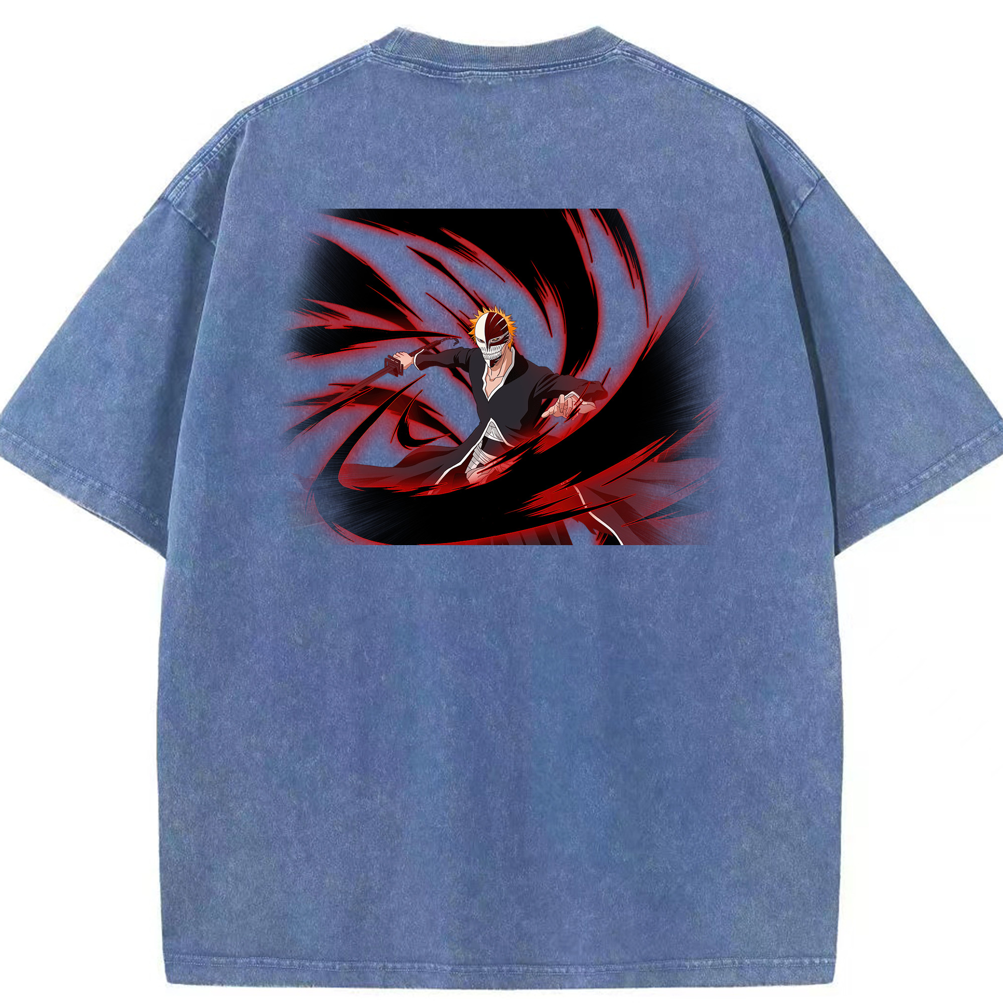 （画像用） ブリーチ 黒崎一護（くろさき いちご）BLEACH Kurosaki Ichigo 綿100% ヴィンテージ風 半袖Tシャツ（背面プリント）